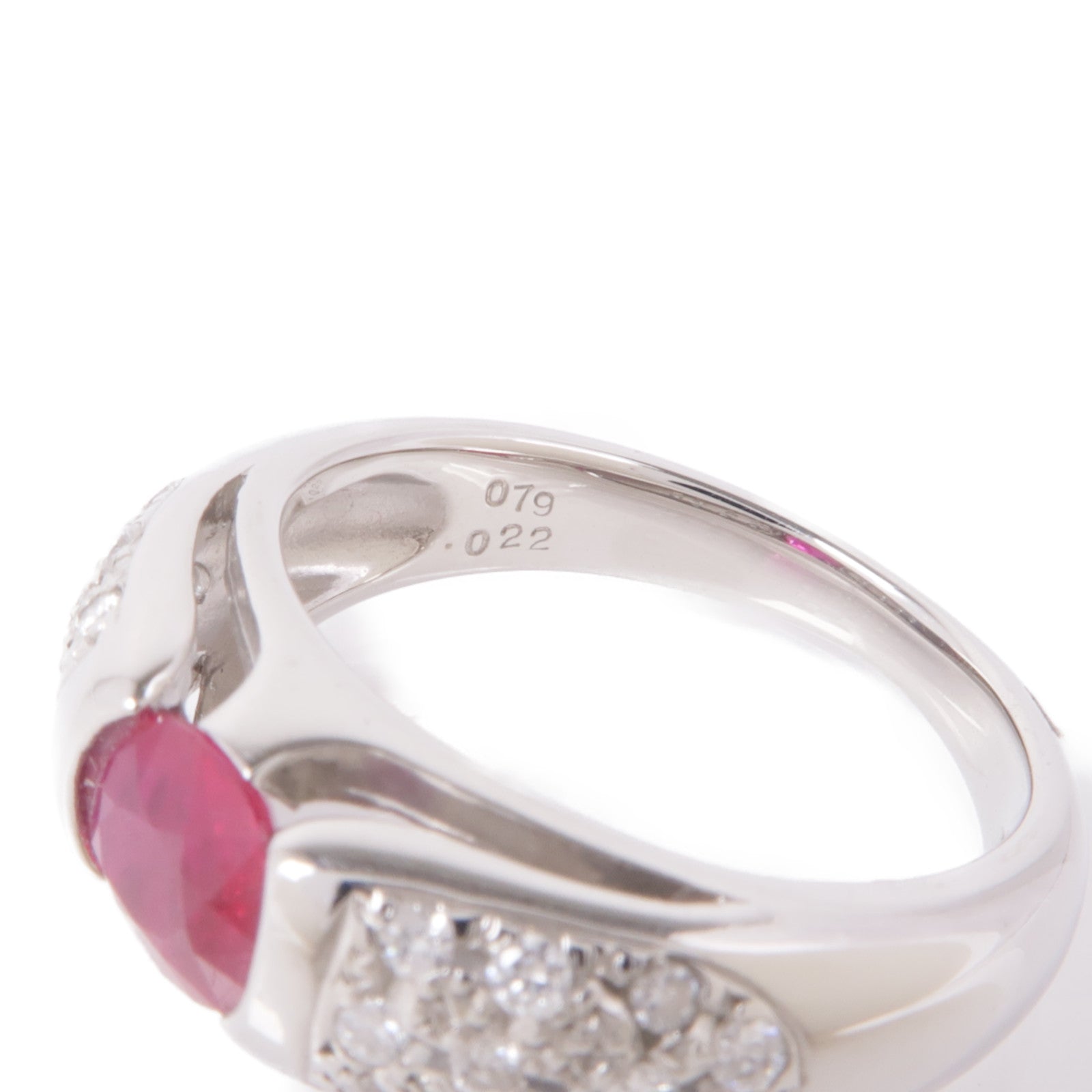 JEWELRY 【激減優惠】PT900鉑金Ruby/Diamond Ring紅寶石/鑽石戒指US#5.5