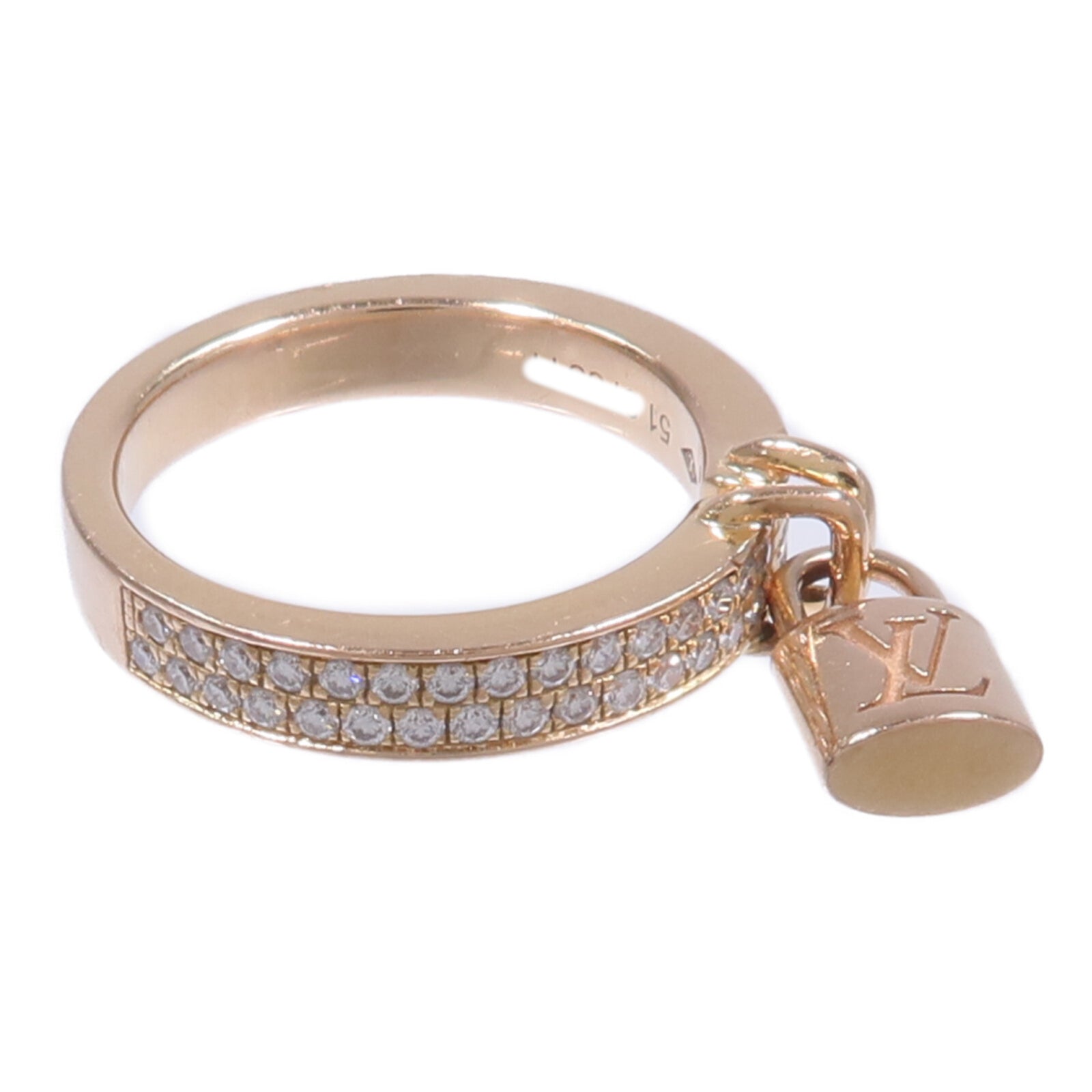 LOUIS VUITTON 18K玫瑰金Lockit Diamond Ring鑽石戒指