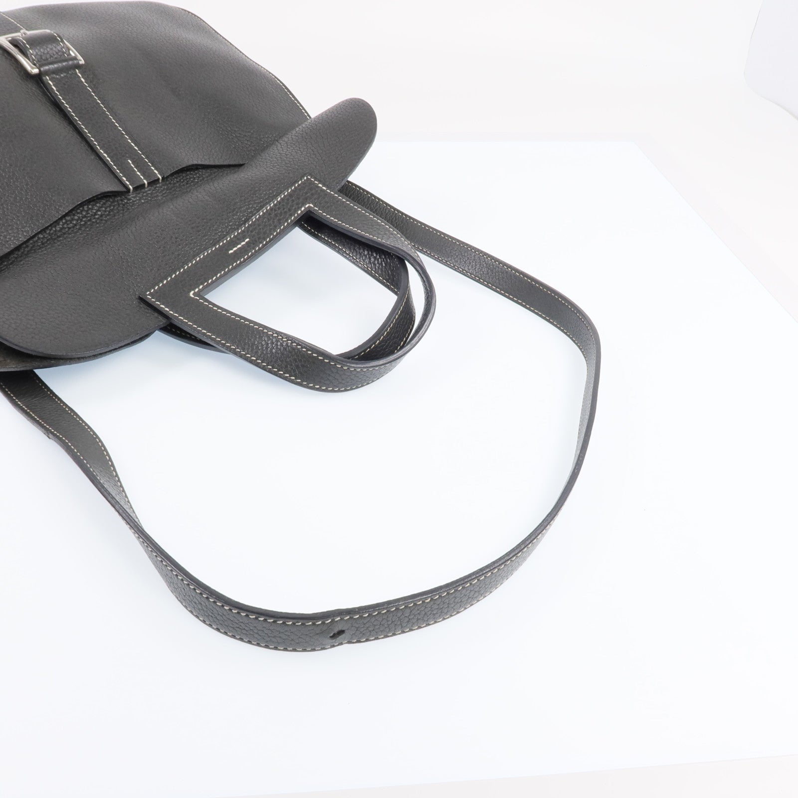 HERMES 【激減優惠】Clemence皮革Halzan 31銀扣手挽肩背兩用袋Graphite