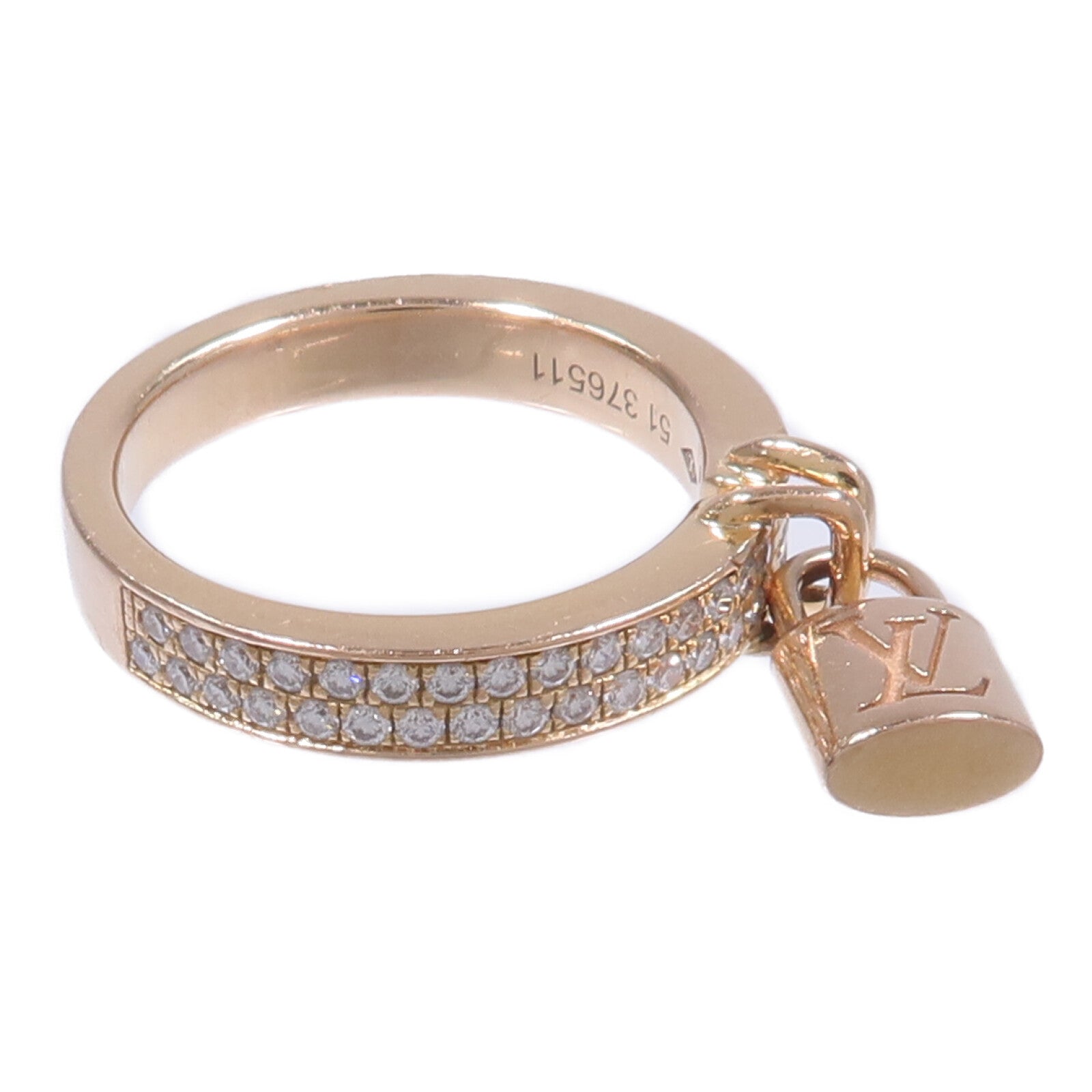 LOUIS VUITTON 18K玫瑰金Lockit Diamond Ring鑽石戒指