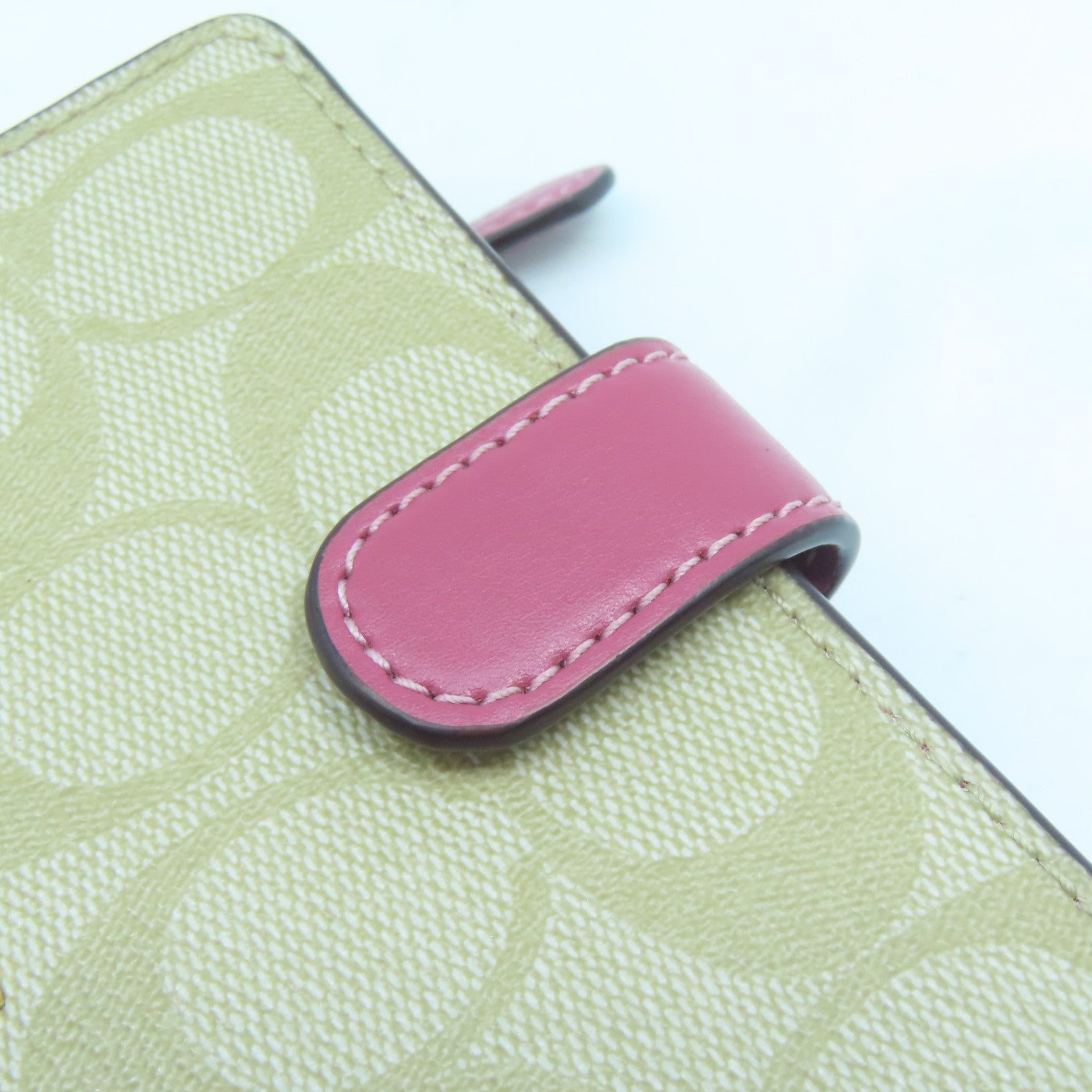 COACH 【激減優惠】塗層帆布Wallet金扣錢包粉紅色/米色