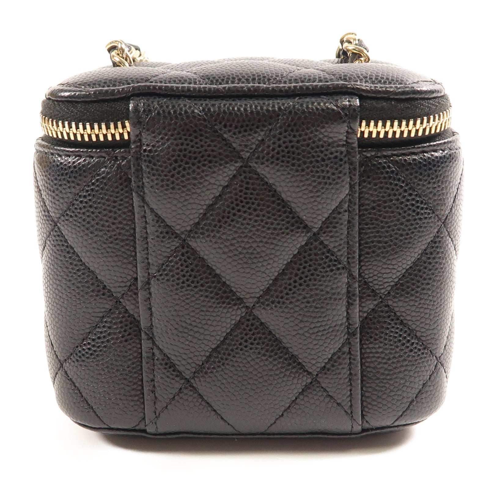 CHANEL CC GHW Mini Vanity Chain Shoulder Bag Calfskin Leather Black