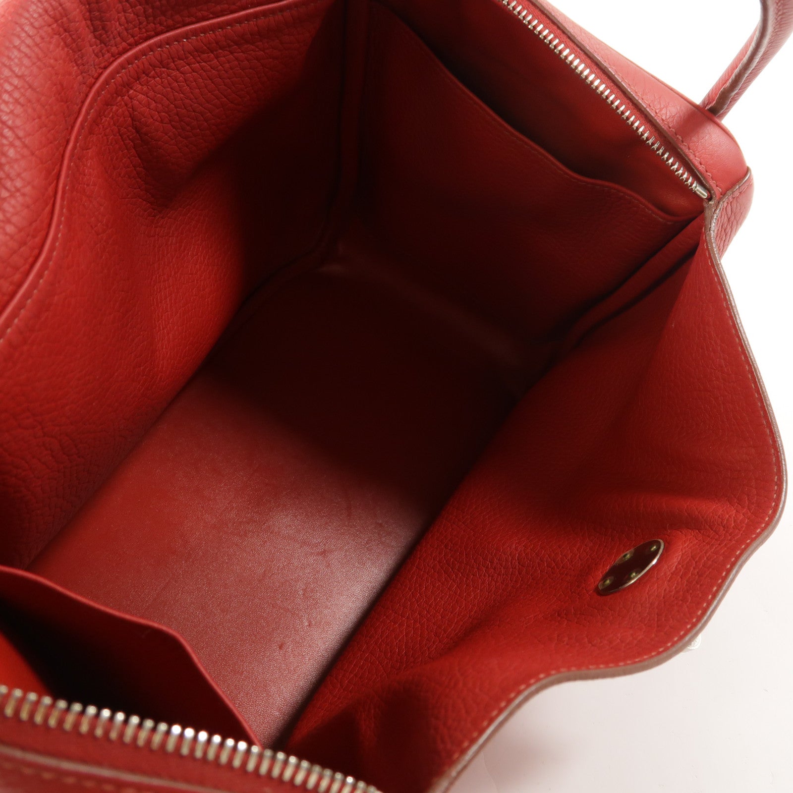 HERMES Clemence皮革Lindy 34銀扣手挽肩背兩用袋Rouge Casaqe