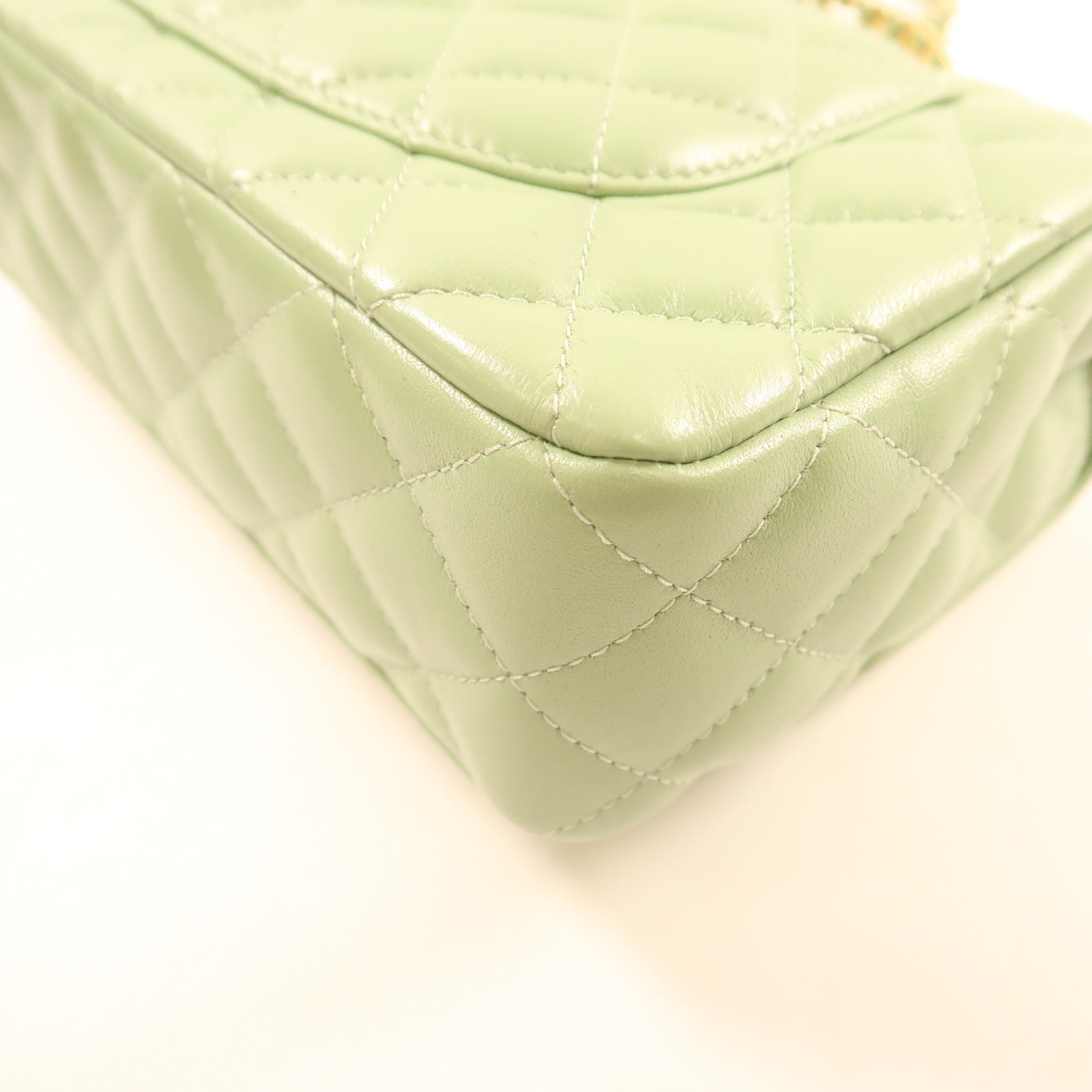 CHANEL 羊皮皮革2Way Shoulder金扣鏈帶手挽肩背兩用袋