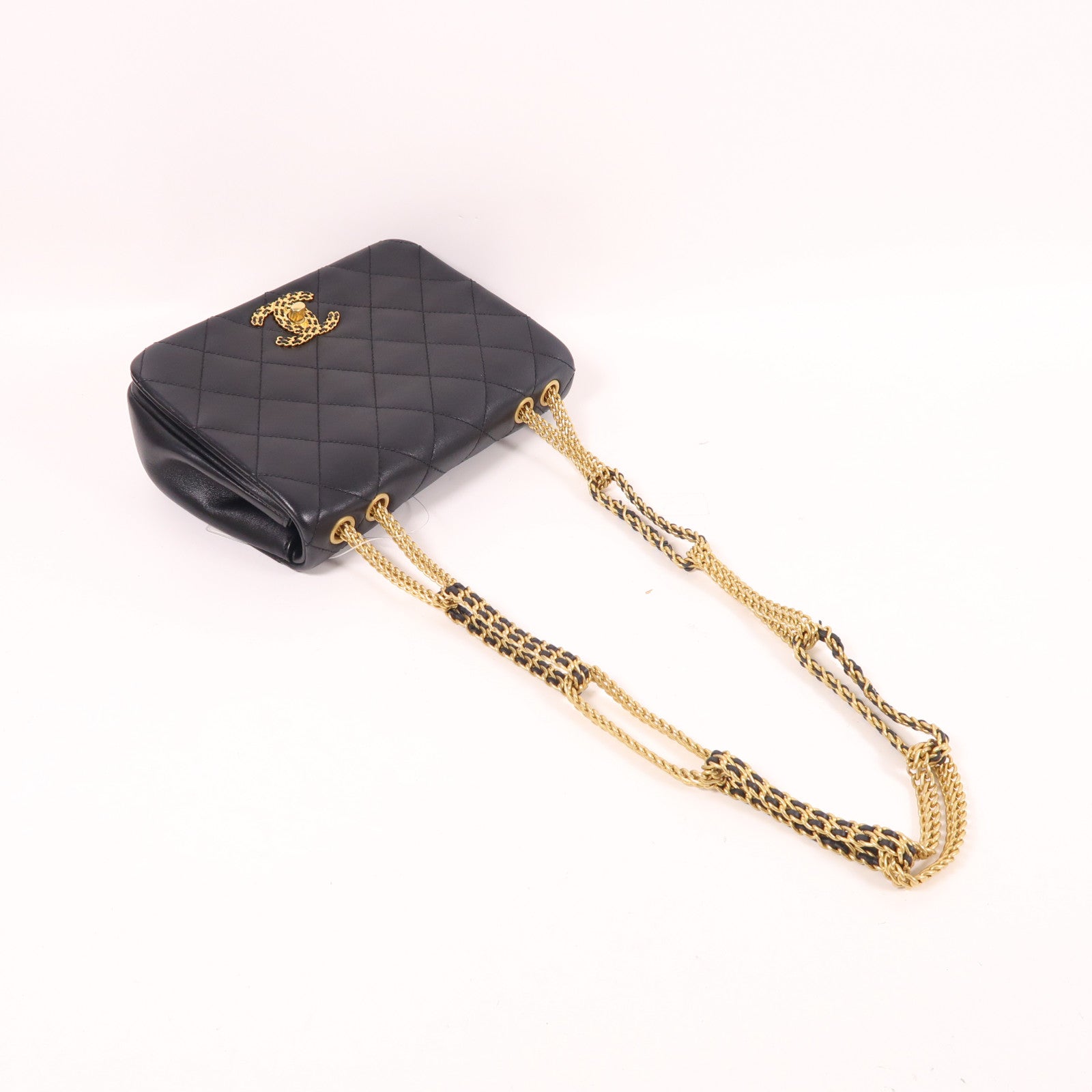 CHANEL 【激減優惠】牛皮皮革Chain Shoulder金扣鏈帶肩背袋
