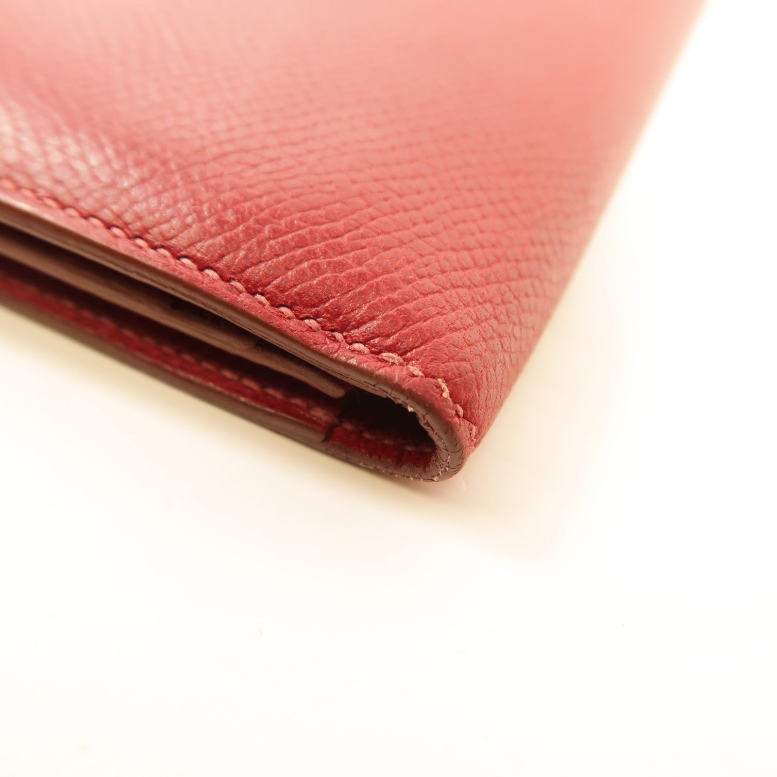 HERMES Evercolor皮革Bearn Long Wallet銀扣長錢包Rouge Grenade