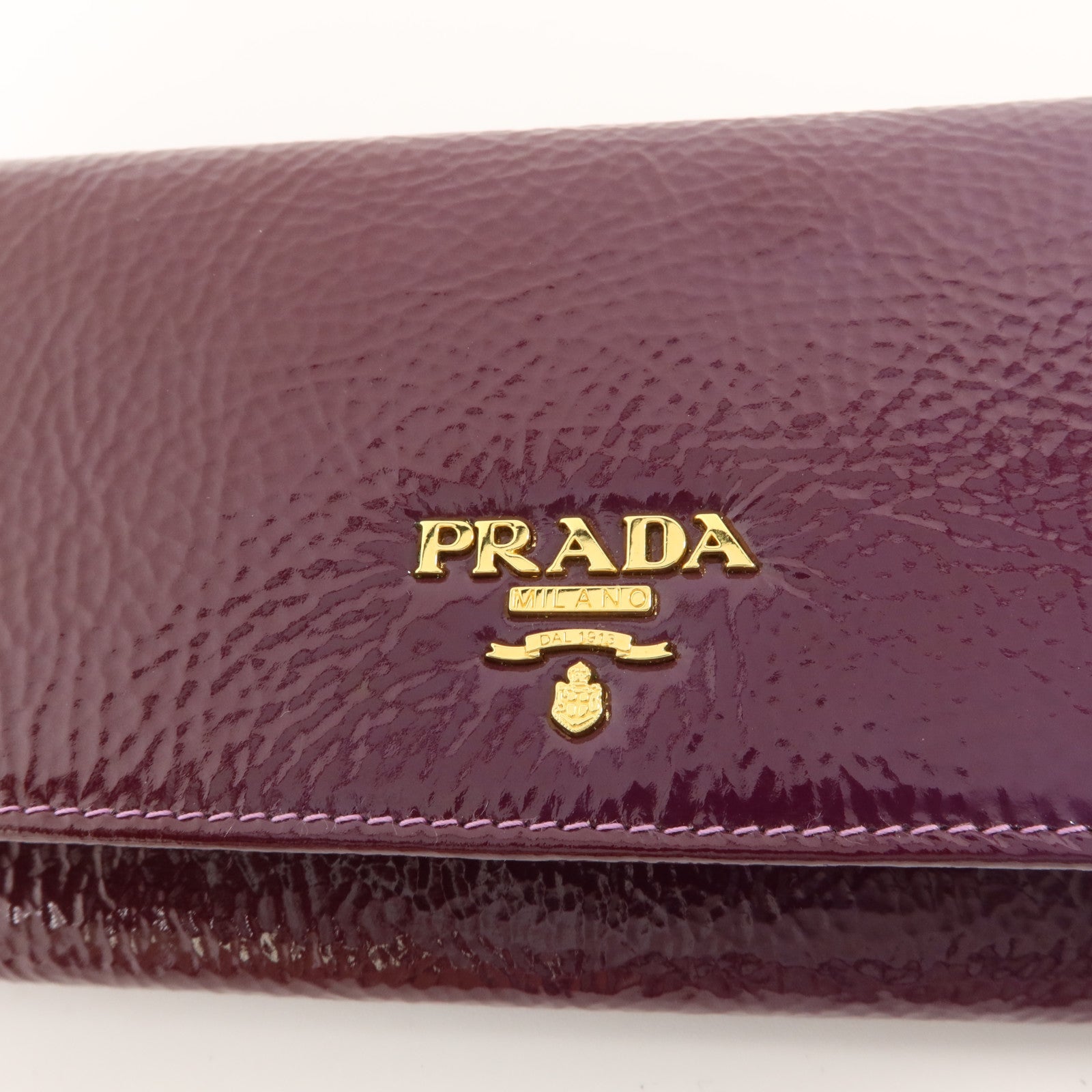 PRADA 漆皮皮革Long Wallet金扣長錢包
