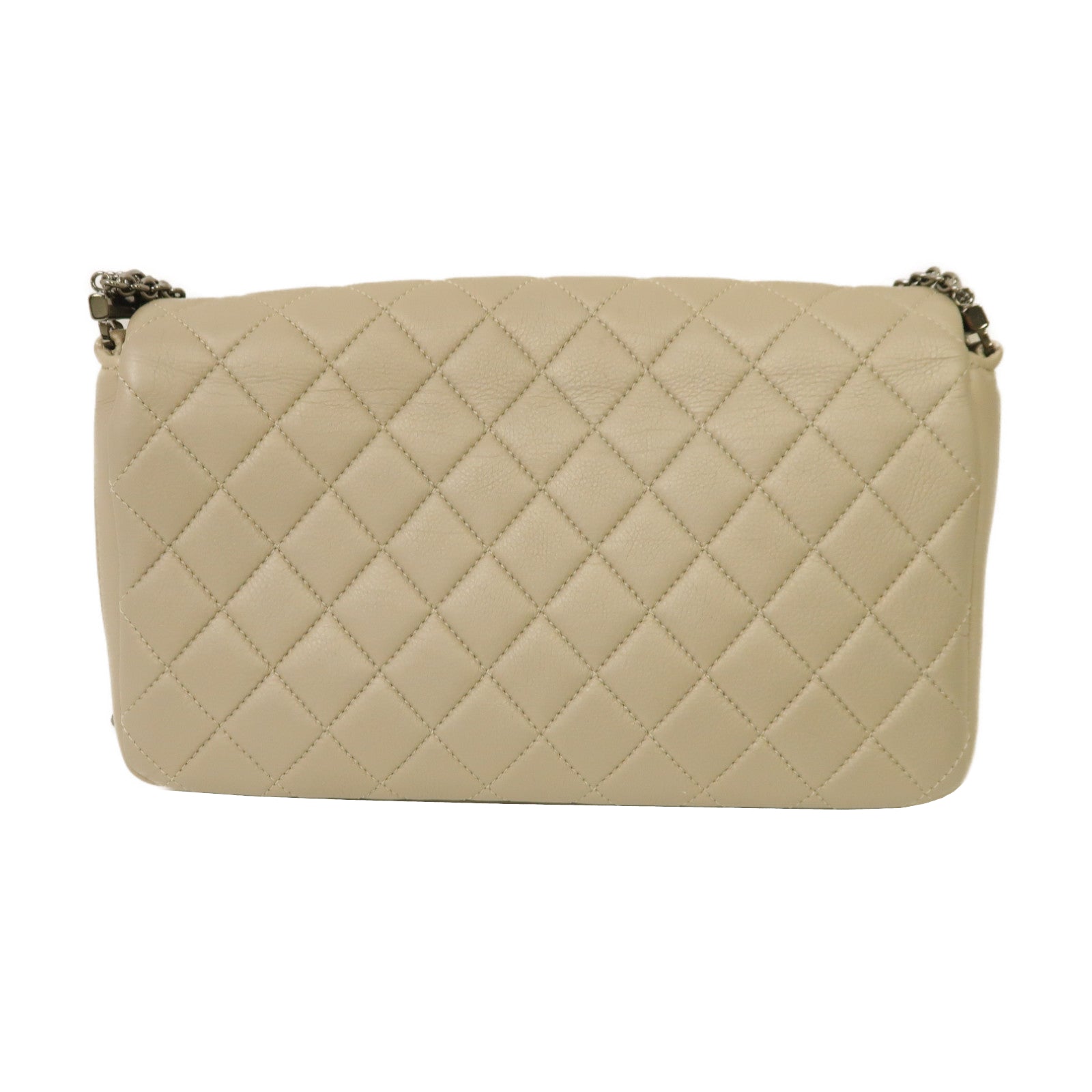 CHANEL 【激減優惠】牛皮皮革Chain Shoulder銀扣肩背袋灰色