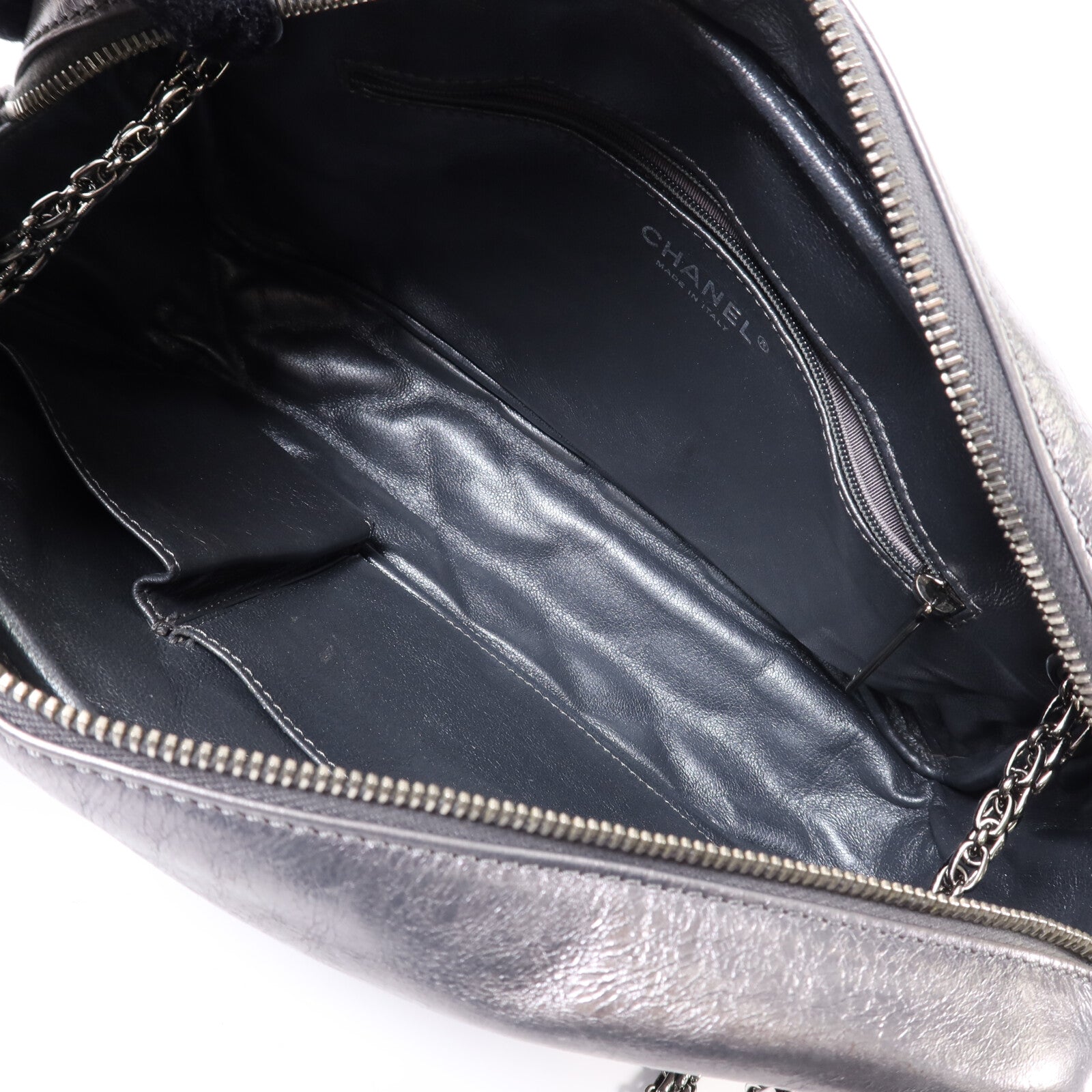 CHANEL 牛皮皮革Shoulder Bag銀扣鏈帶肩背袋