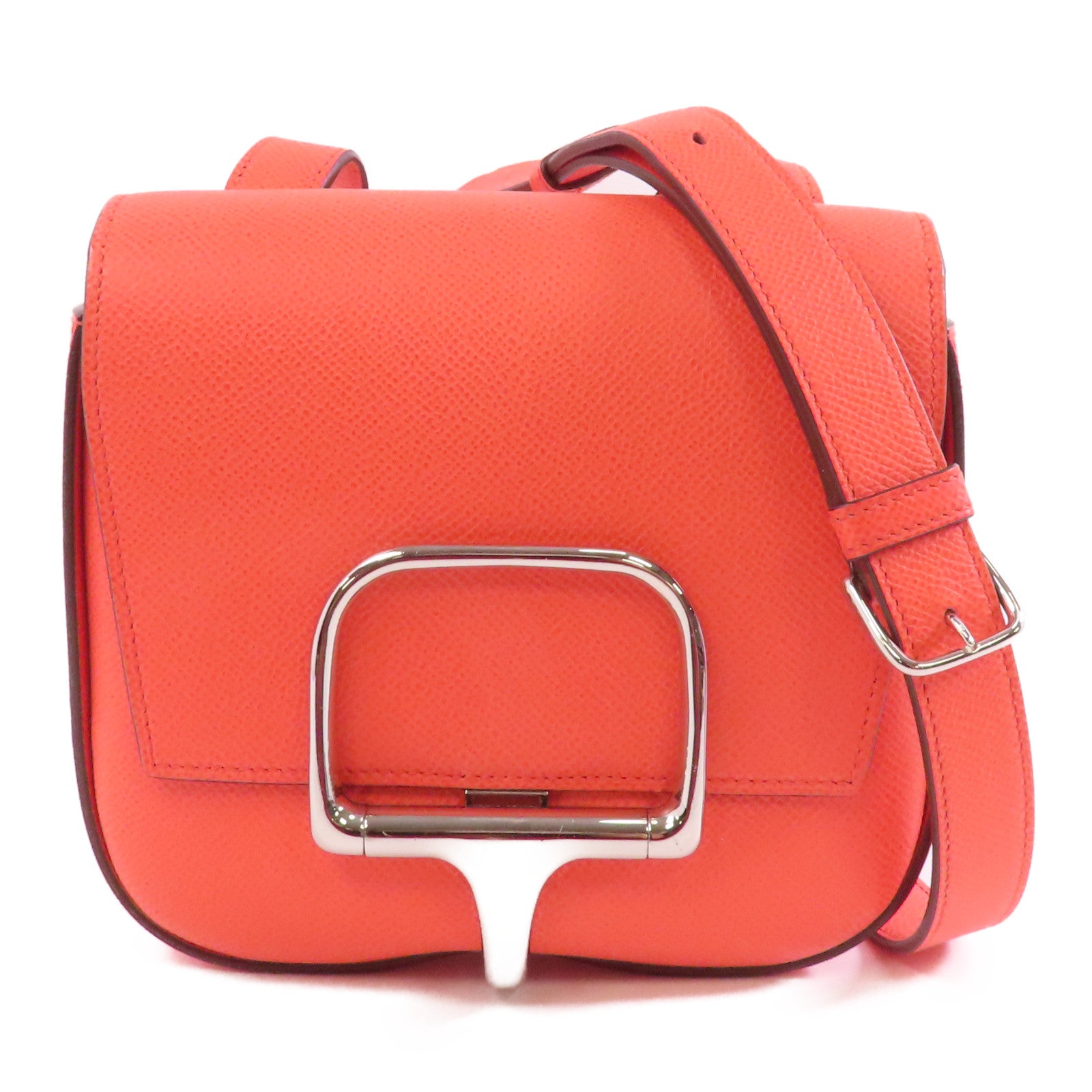 HERMES Epsom皮革Della銀扣肩背袋Rose Jaipur紅色