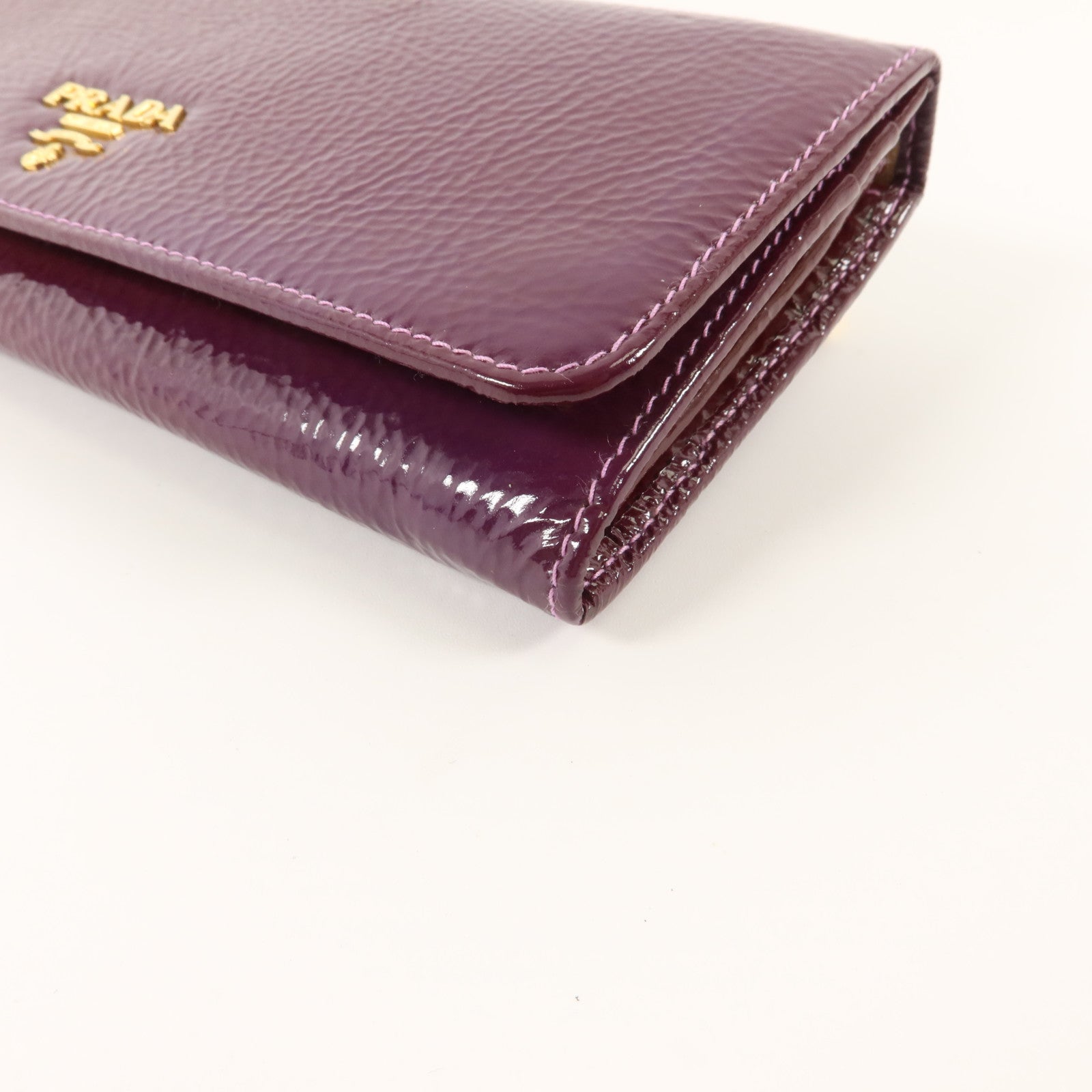 PRADA 漆皮皮革Long Wallet金扣長錢包