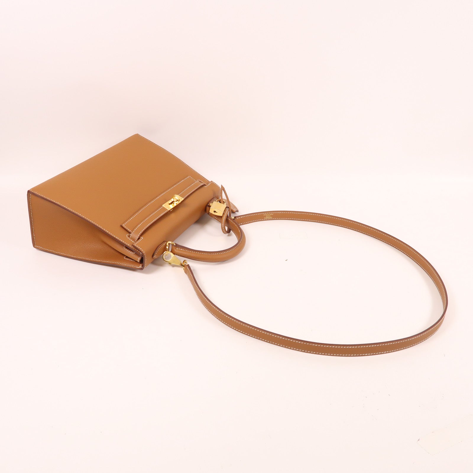 HERMES Epsom皮革Kelly 25金扣手挽肩背兩用袋金色