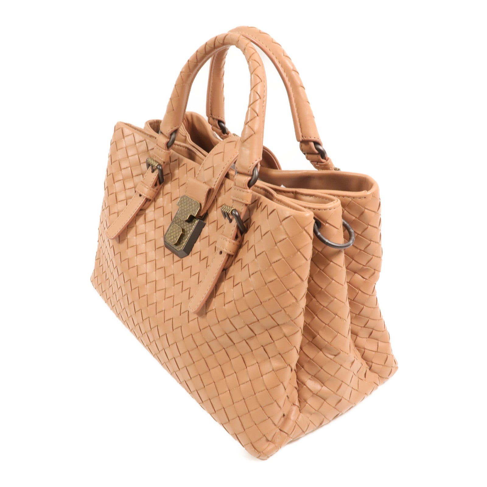 BOTTEGA VENETA 牛皮皮革Intrecciato Roma Small金扣手挽肩背兩用袋