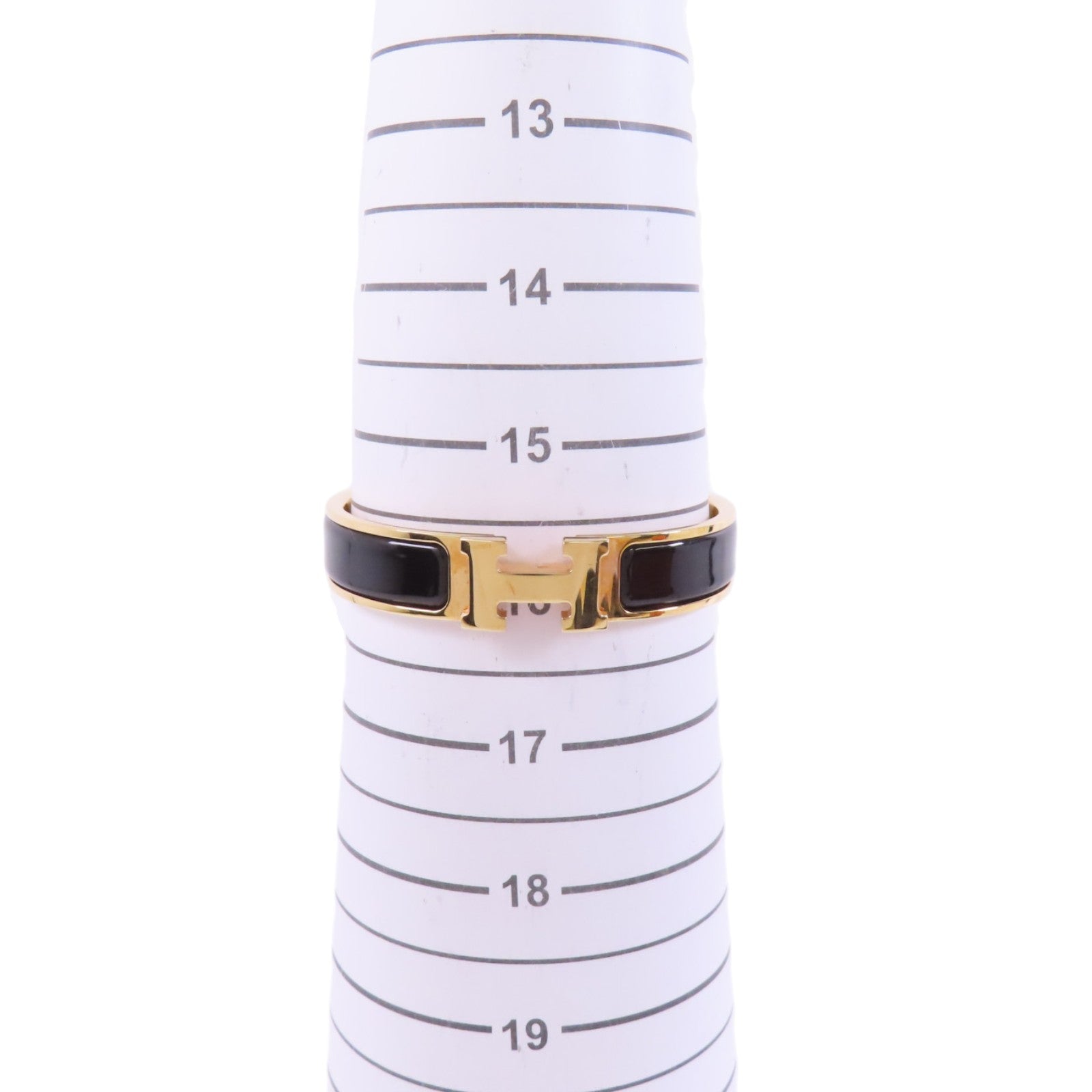 HERMES GHW Clic-Clac H Bracelet Bangle Metal Enamel Black