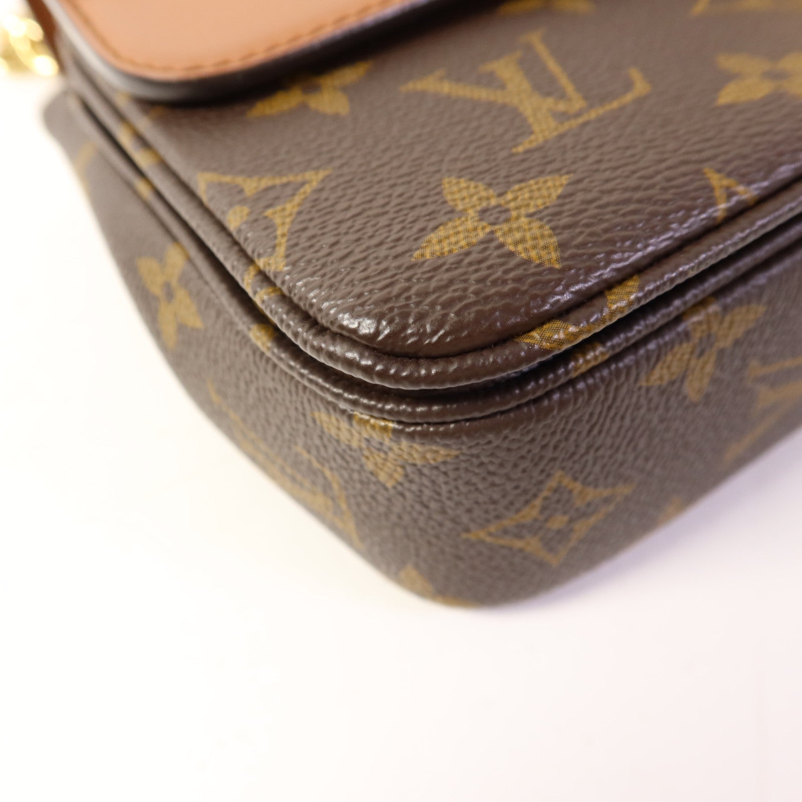 LOUIS VUITTON Monogram Marceau金扣鏈帶肩背袋棕色