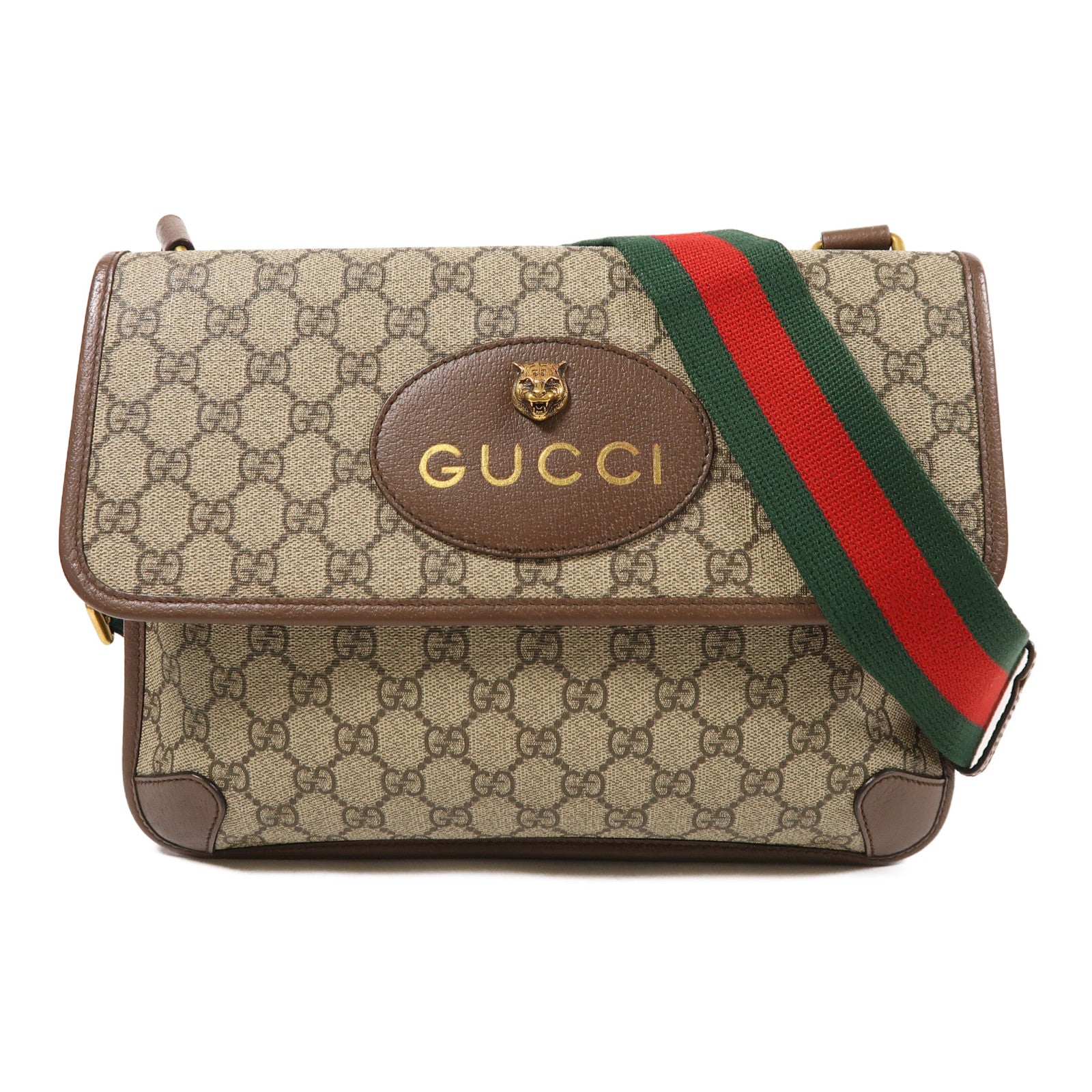 GUCCI 塗層帆布Shoulder Bag金扣肩背袋