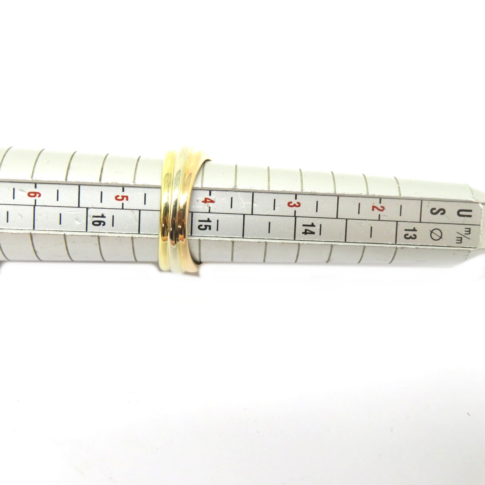 CARTIER 18K黃金/白金/玫瑰金Tri Color Ring戒指Cartier#48/US#4.75