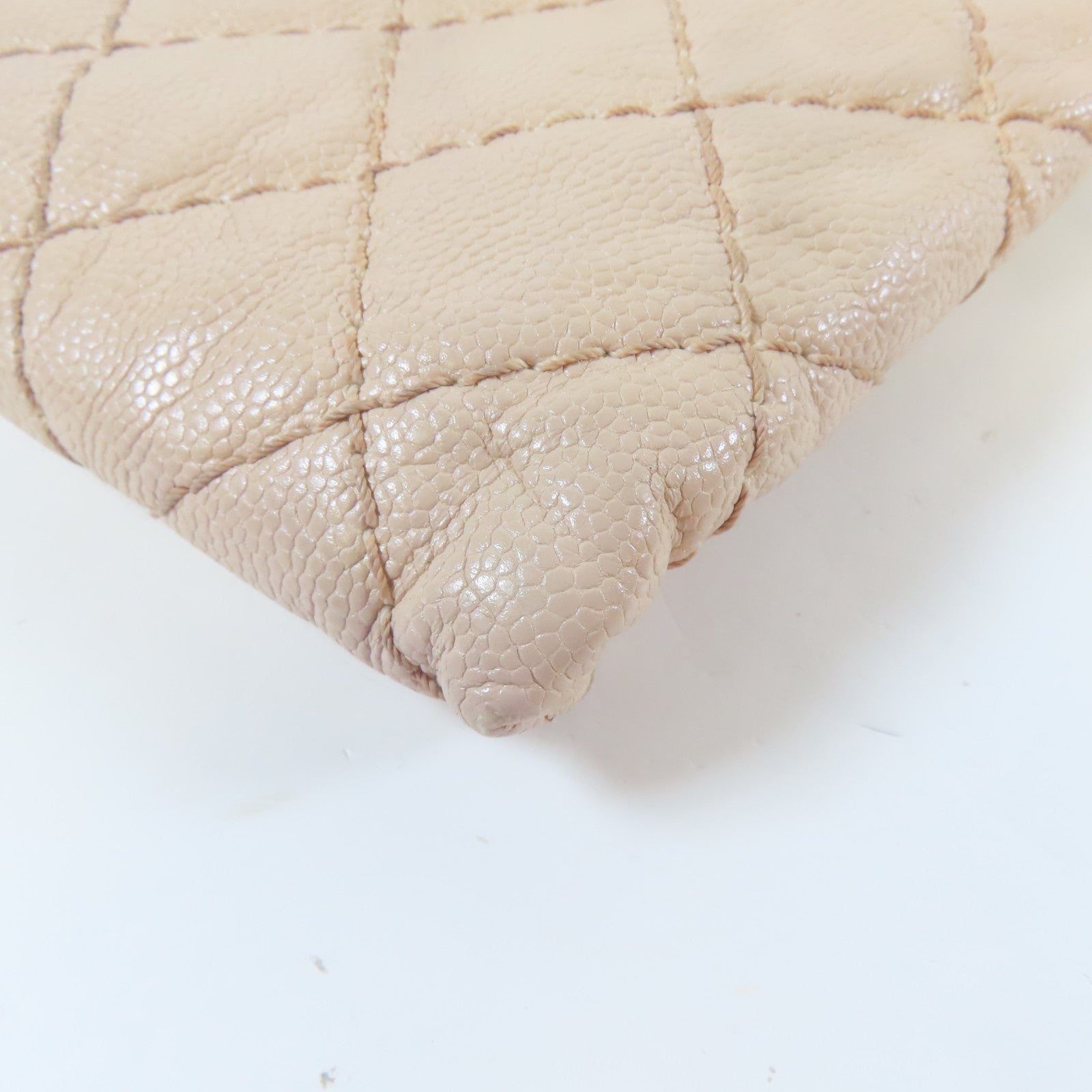 CHANEL 【激減優惠】菱格牛皮皮革Pouch金扣手拿包粉紅色