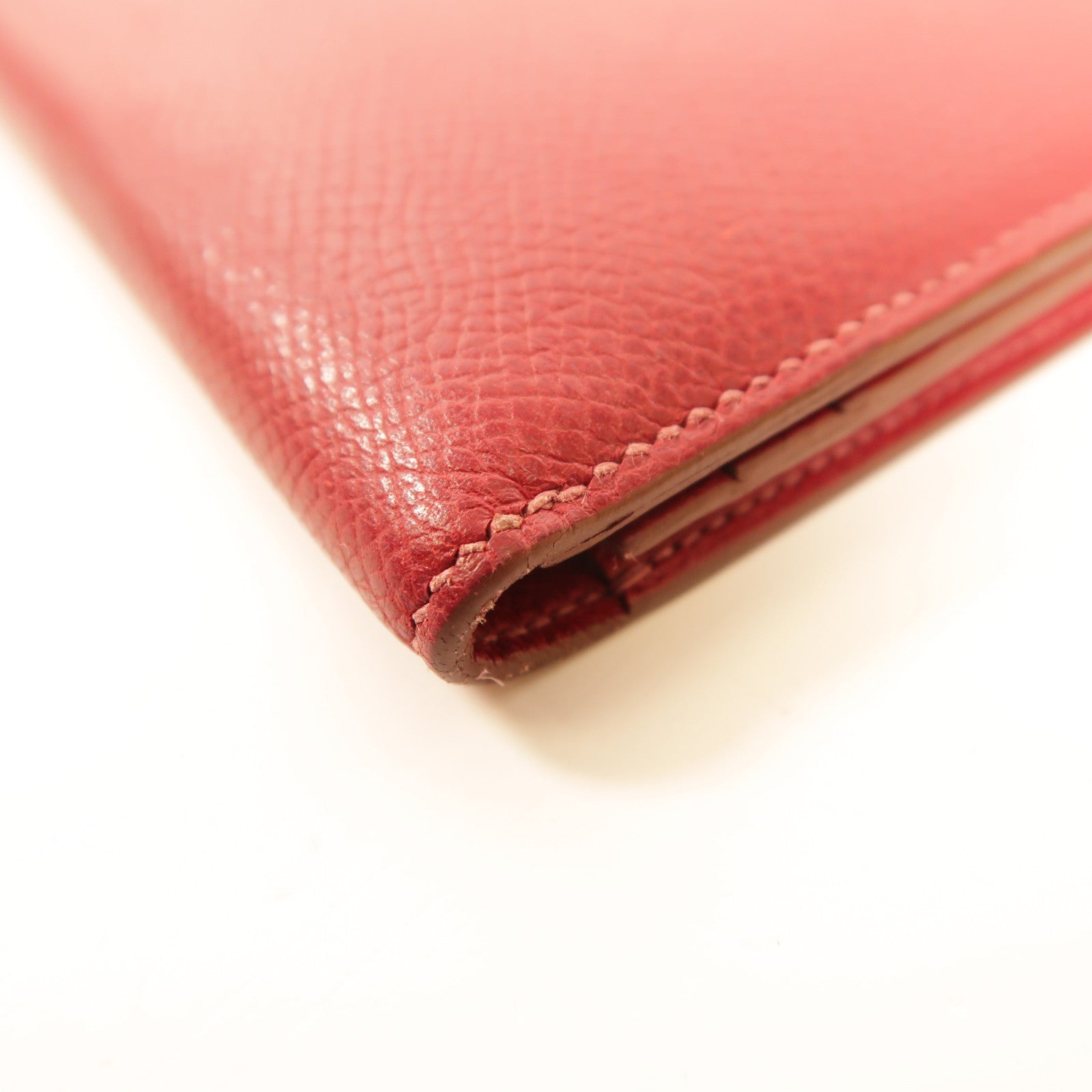 HERMES Evercolor皮革Bearn Long Wallet銀扣長錢包Rouge Grenade