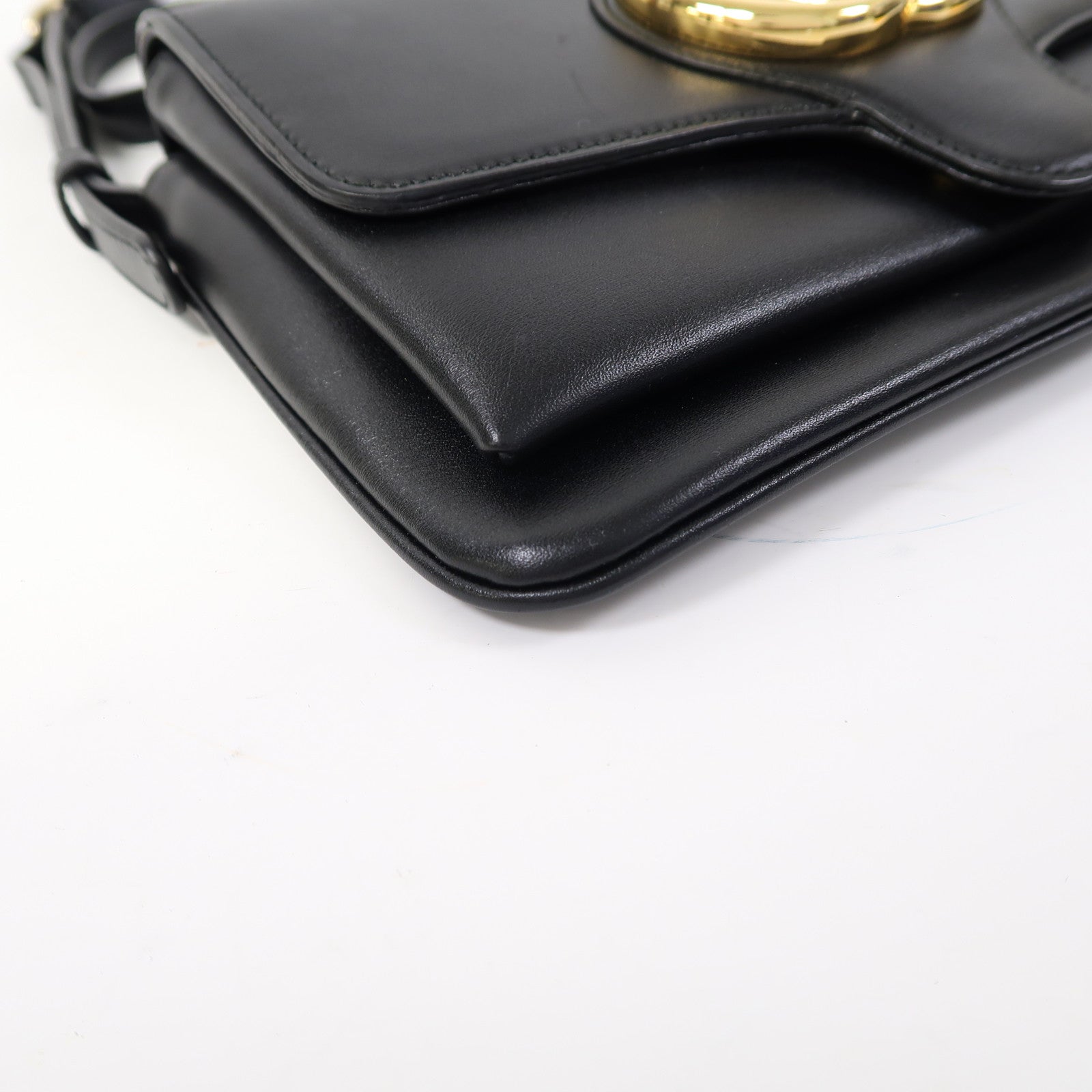GUCCI 牛皮皮革Shoulder Bag金扣肩背袋黑色