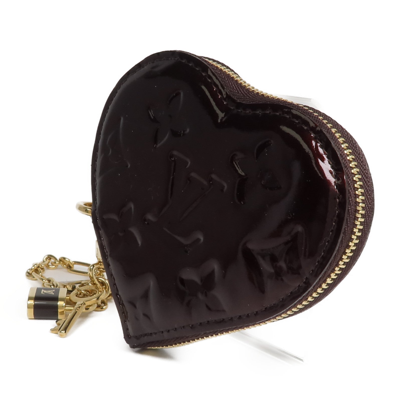 LOUIS VUITTON Monogram Vernis Porte Monnaie Coeur錢包Amarante