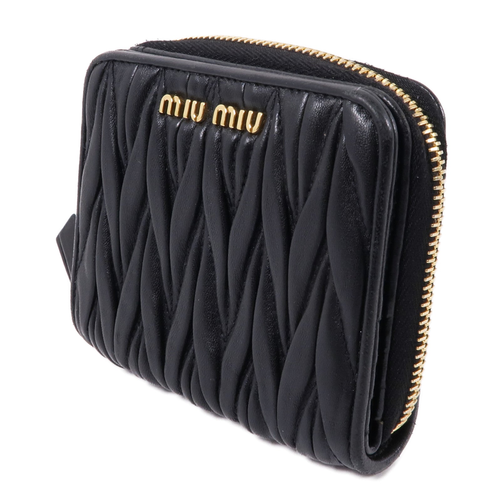 Miu Miu 羊皮皮革Wallet金扣錢包黑色