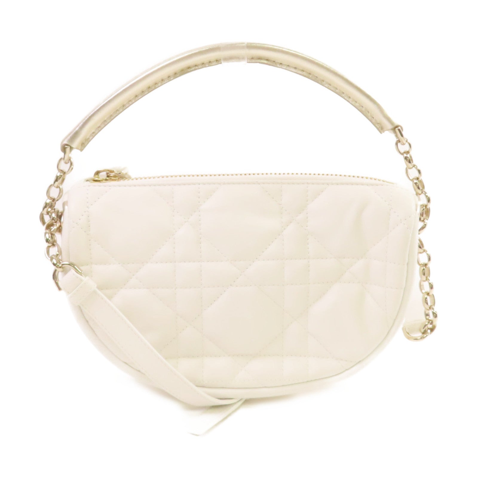 Dior 牛皮皮革Vibe Hobo 2Way Shoulder Bag金扣手挽肩背兩用袋白色