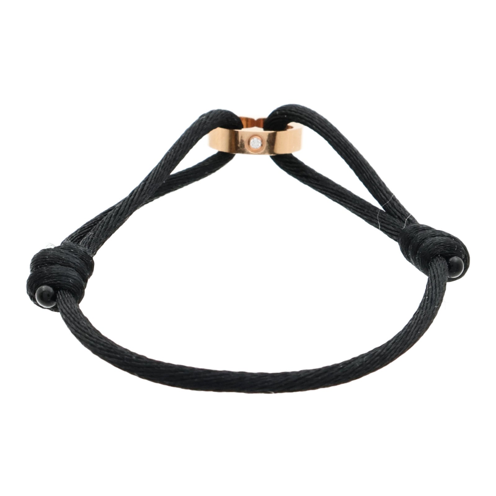 LOUIS VUITTON 18K玫瑰金/聚酯纖維Empreinte Cord 4Dia Bracelet鑽石手鐲