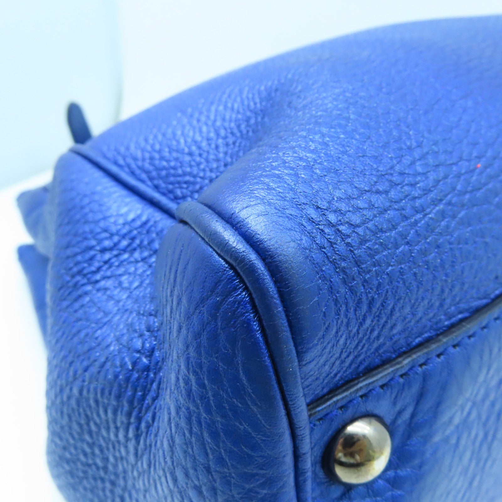 GUCCI leather Bamboo 2way Shoulder silver buckle handle shoulder bag blue