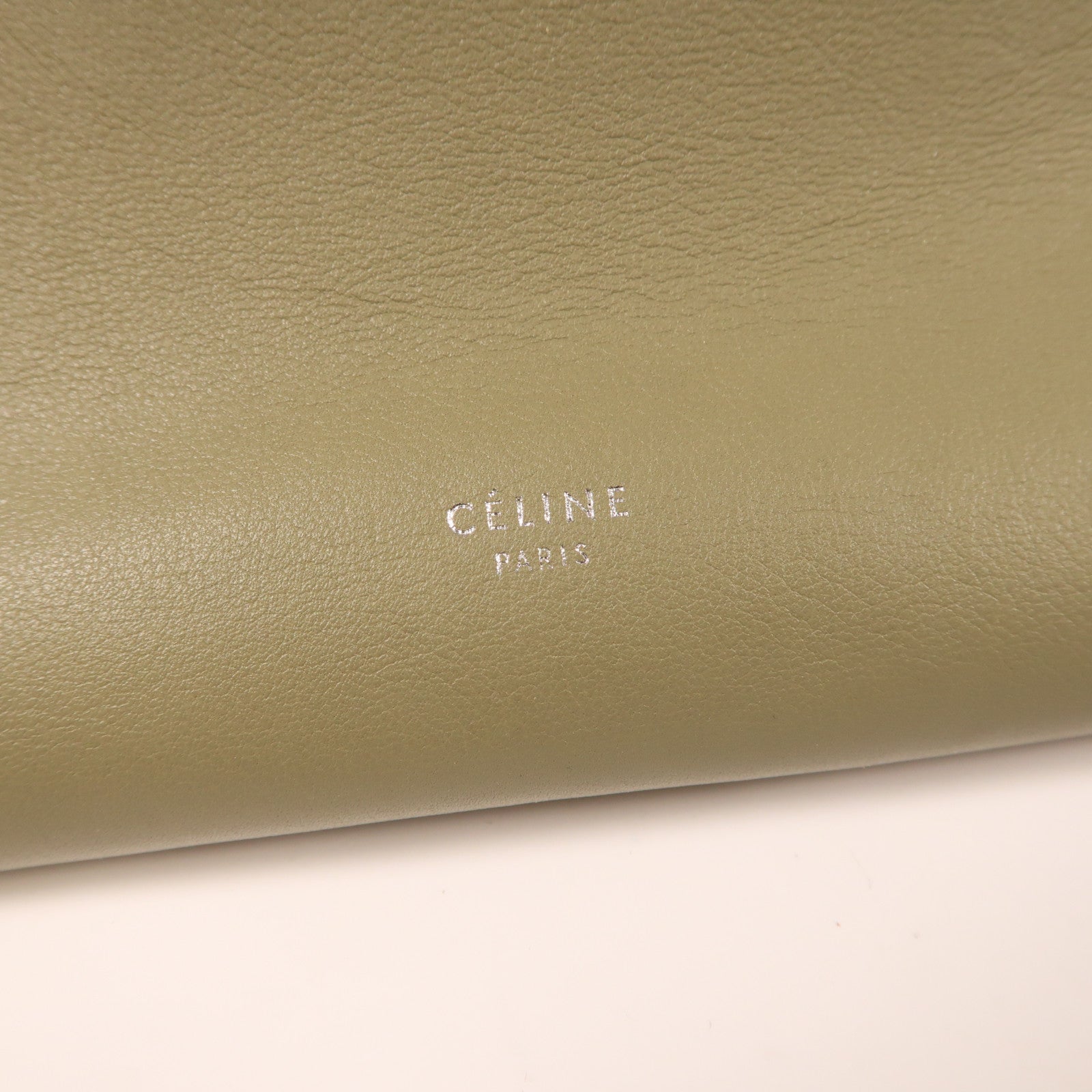 CELINE 牛皮皮革Big Bag銀扣手挽肩背兩用袋綠色