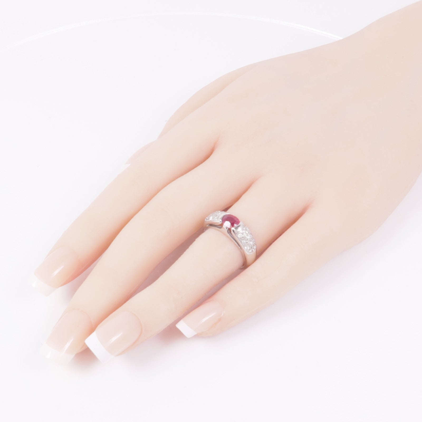 JEWELRY 【激減優惠】PT900鉑金Ruby/Diamond Ring紅寶石/鑽石戒指US#5.5