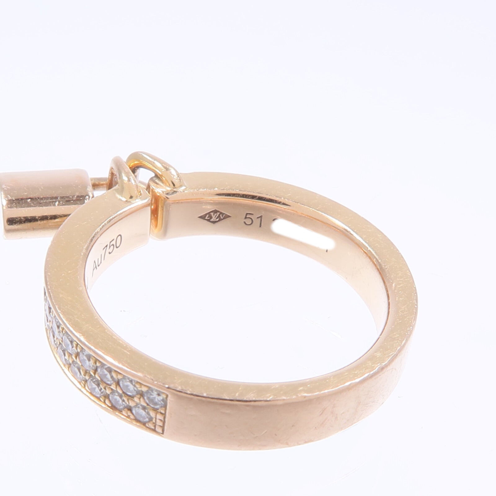 LOUIS VUITTON 18K玫瑰金Lockit Diamond Ring鑽石戒指