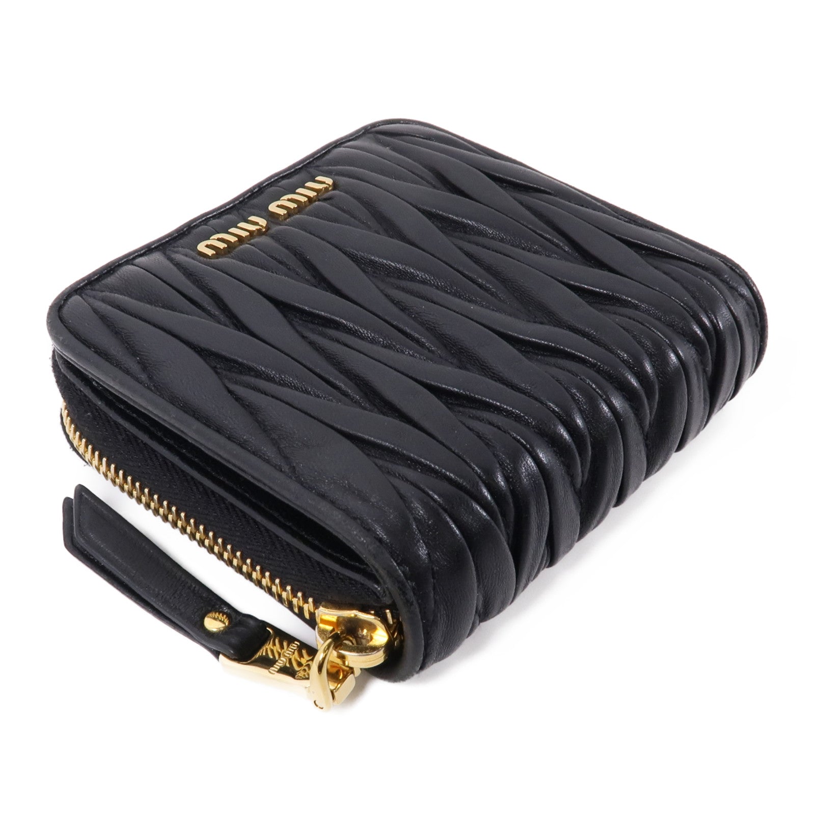 Miu Miu 羊皮皮革Wallet金扣錢包黑色