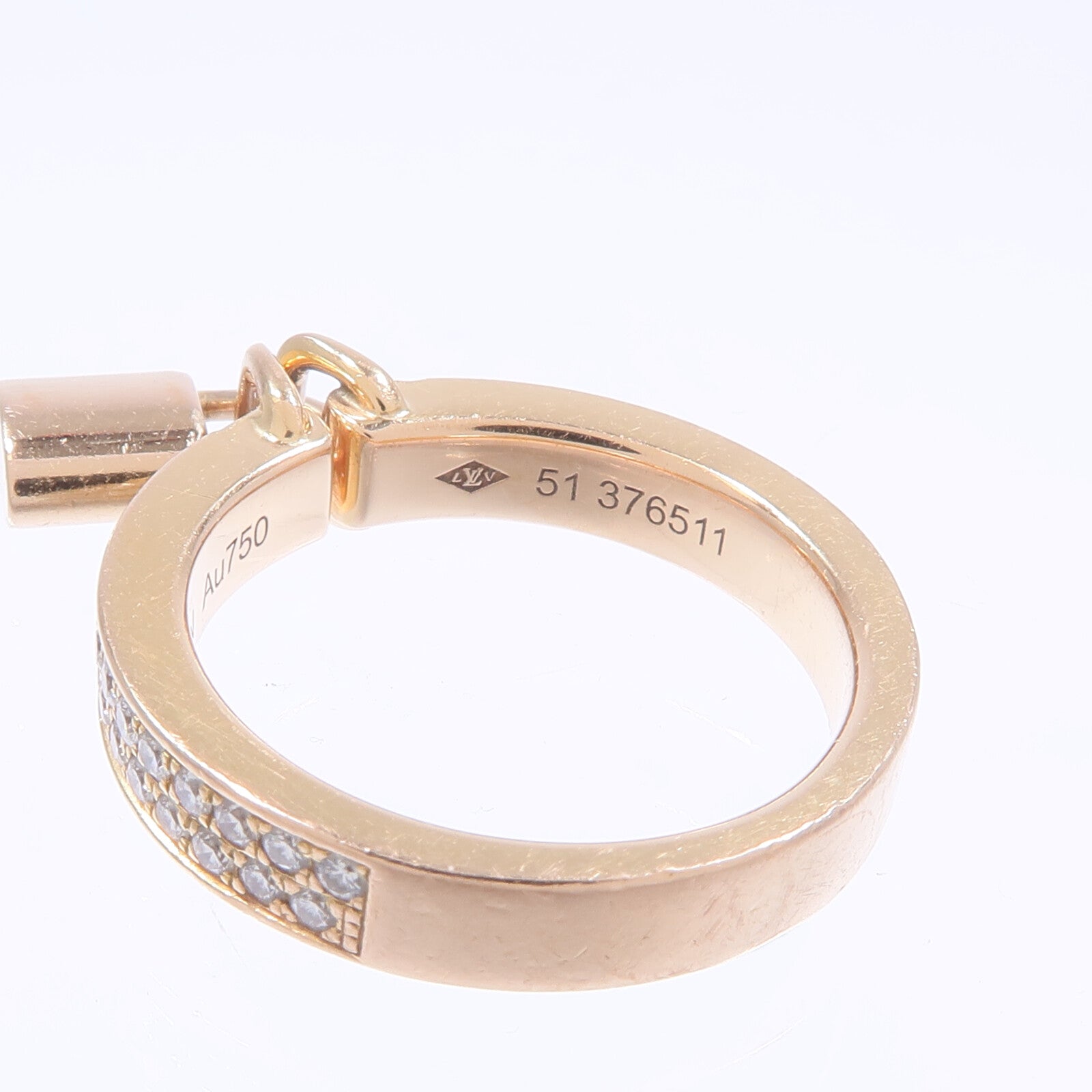 LOUIS VUITTON 18K玫瑰金Lockit Diamond Ring鑽石戒指