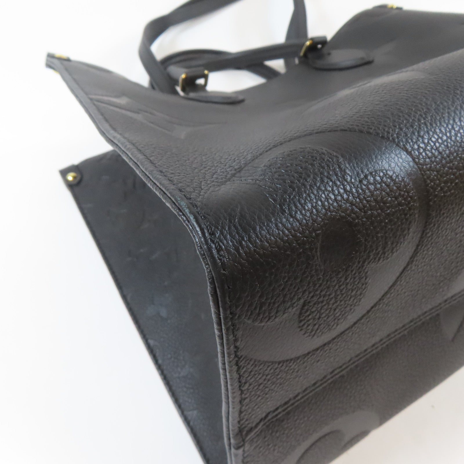 LOUIS VUITTON Monogram Empreinte On The Go MM金扣手挽肩背兩用袋黑色