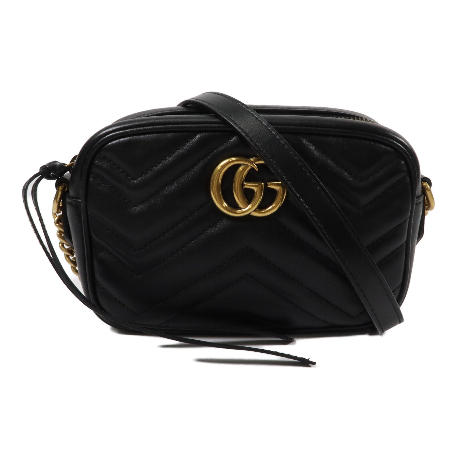 GUCCI 牛皮皮革GG Marmont Mini鏈帶肩背袋