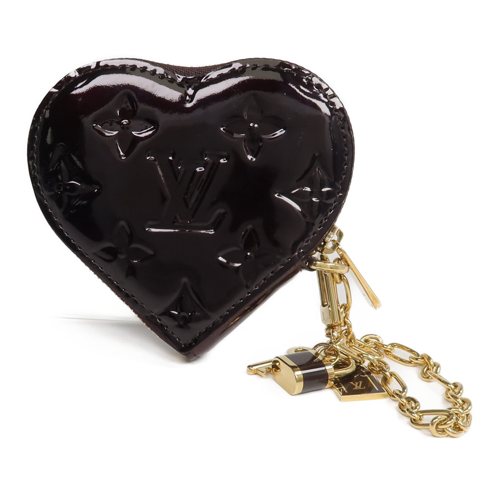LOUIS VUITTON Monogram Vernis Porte Monnaie Coeur錢包Amarante