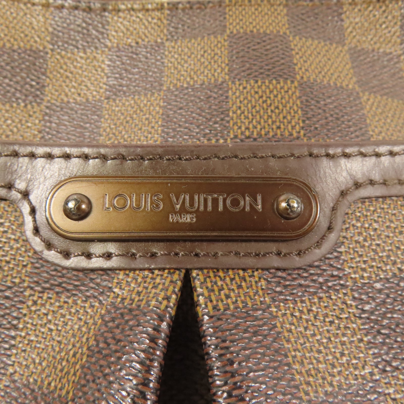 LOUIS VUITTON Damier Bloomsbury PM金扣肩背袋棕色