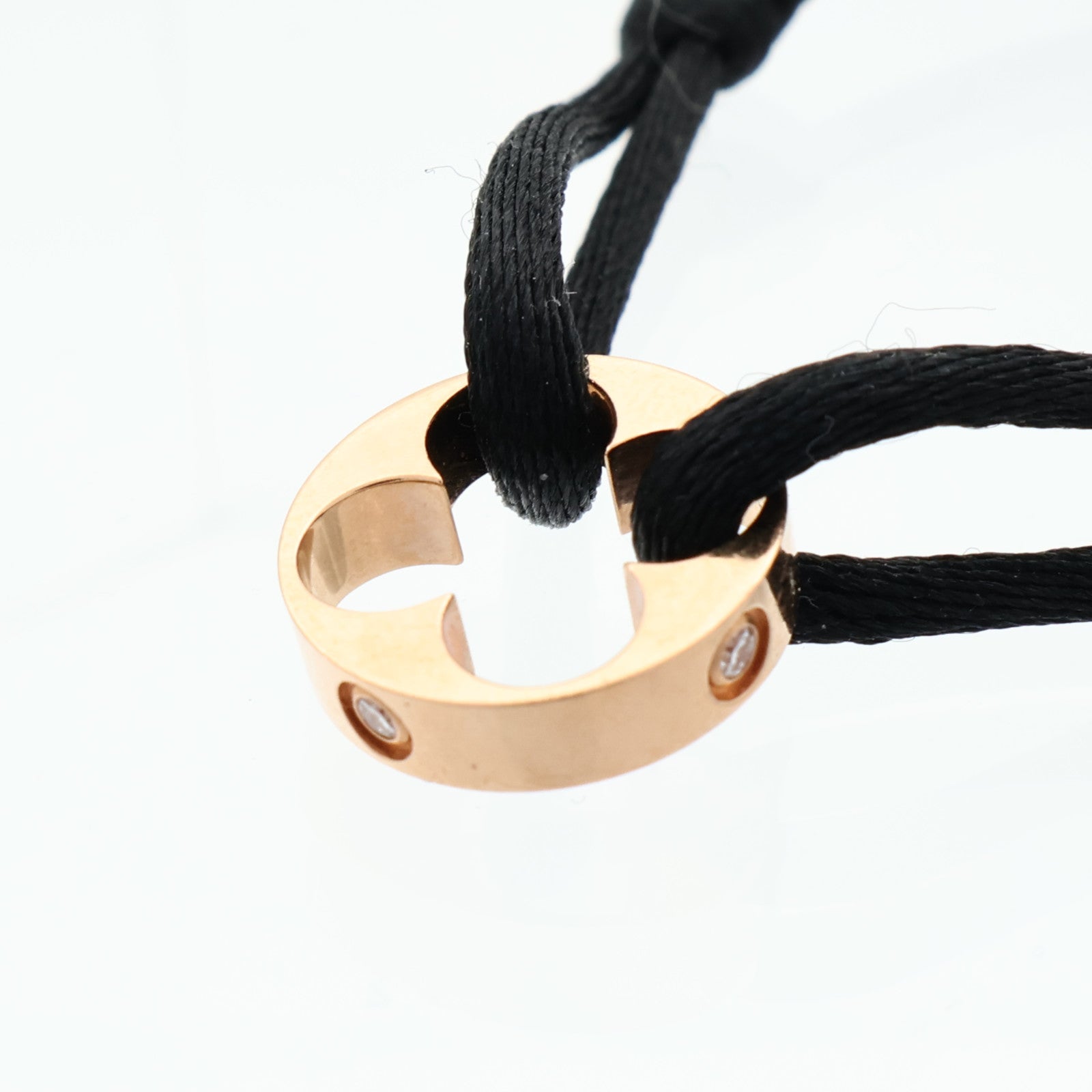 LOUIS VUITTON 18K玫瑰金/聚酯纖維Empreinte Cord 4Dia Bracelet鑽石手鐲