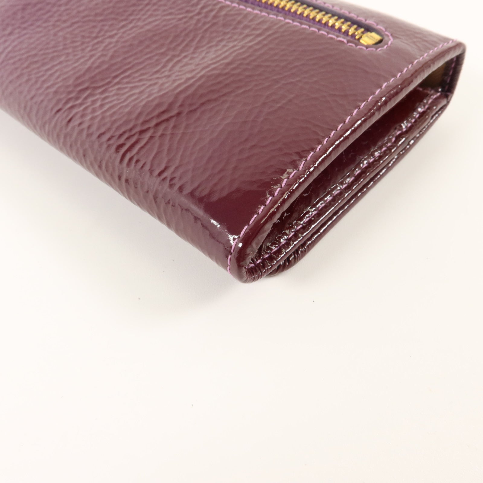 PRADA 漆皮皮革Long Wallet金扣長錢包