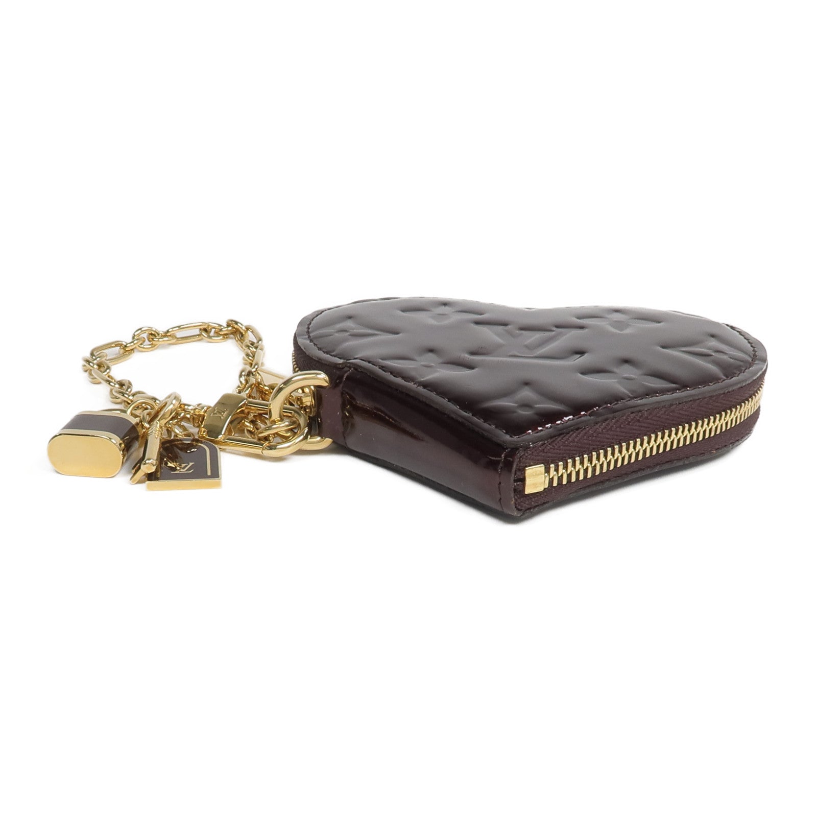 LOUIS VUITTON Monogram Vernis Porte Monnaie Coeur錢包Amarante