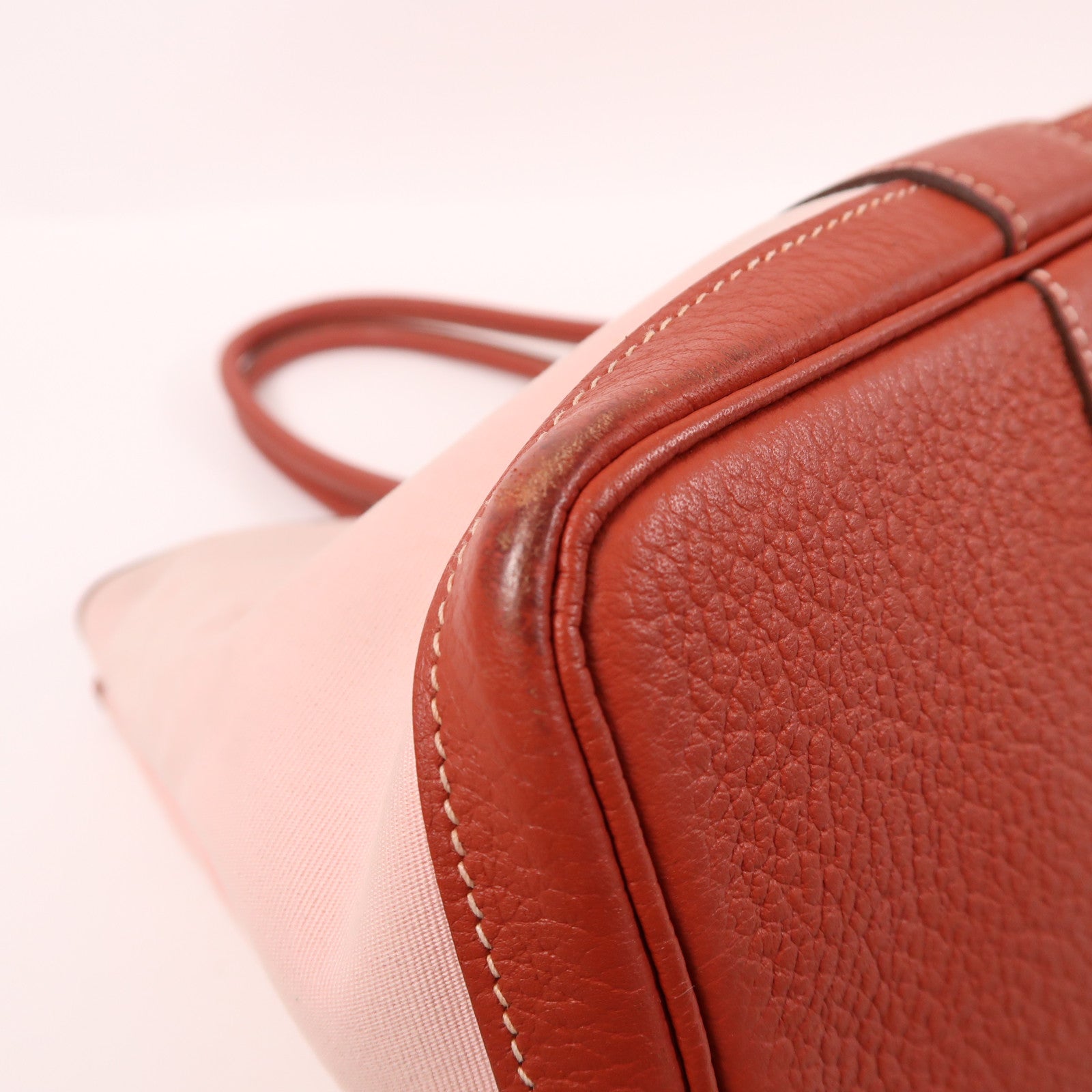 HERMES 帆布/皮革銀扣Garden Party PM手挽袋3Q Rose Sakura/櫻花粉