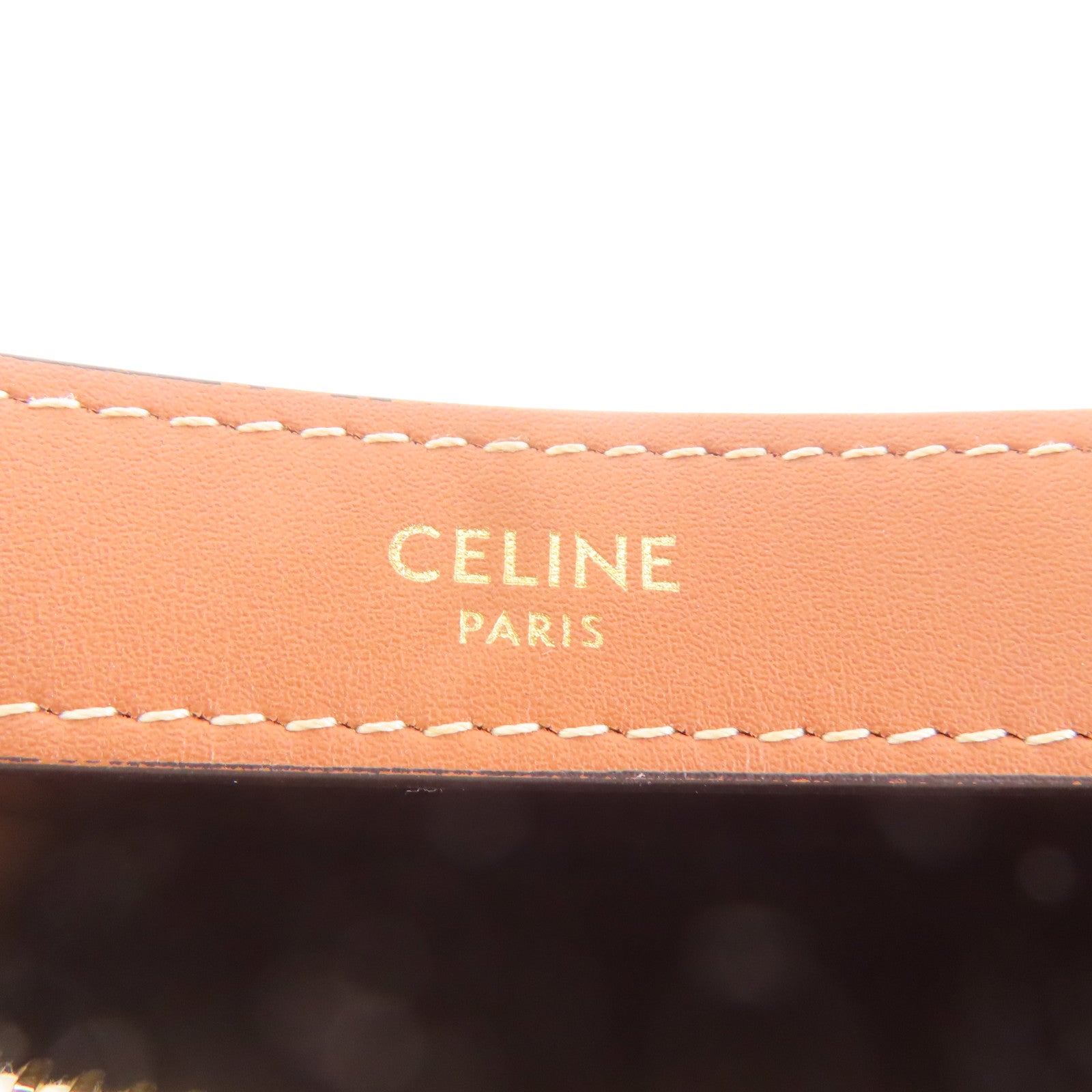 CELINE 塗層帆布Ava Bag金扣肩背袋白色