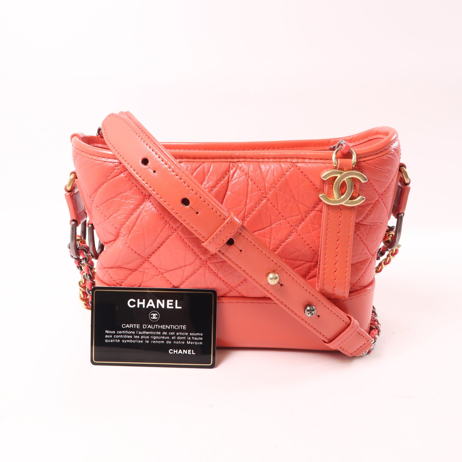 CHANEL 【激減優惠】牛皮皮革Gabrielle Small肩背袋橙色