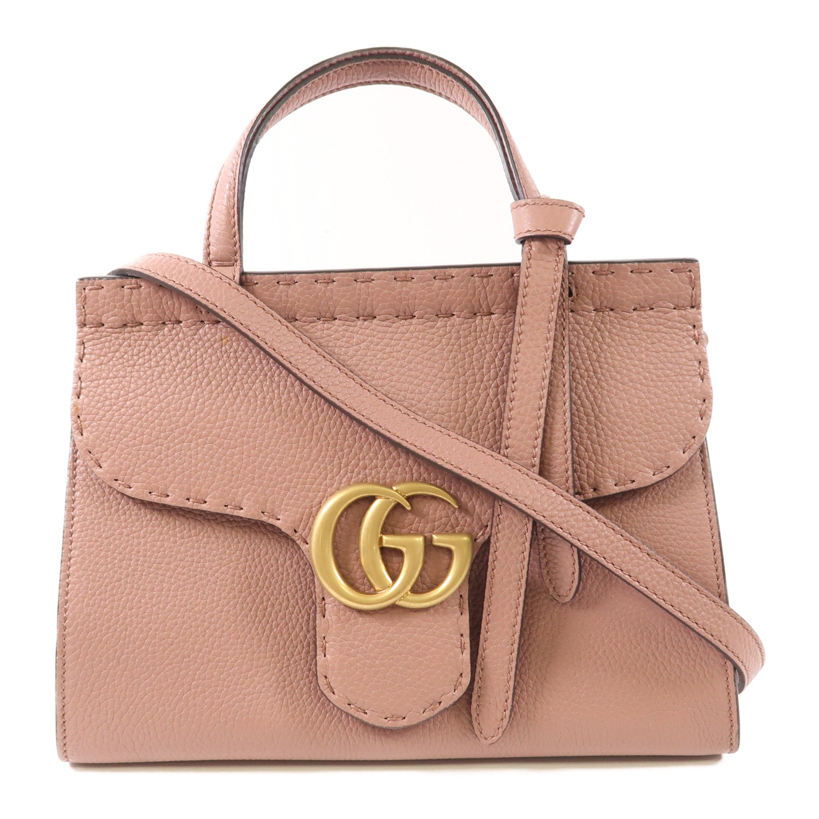 GUCCI GG GHW 2 Way Shoulder Hand Bag Calfskin Leather 442622 Pink