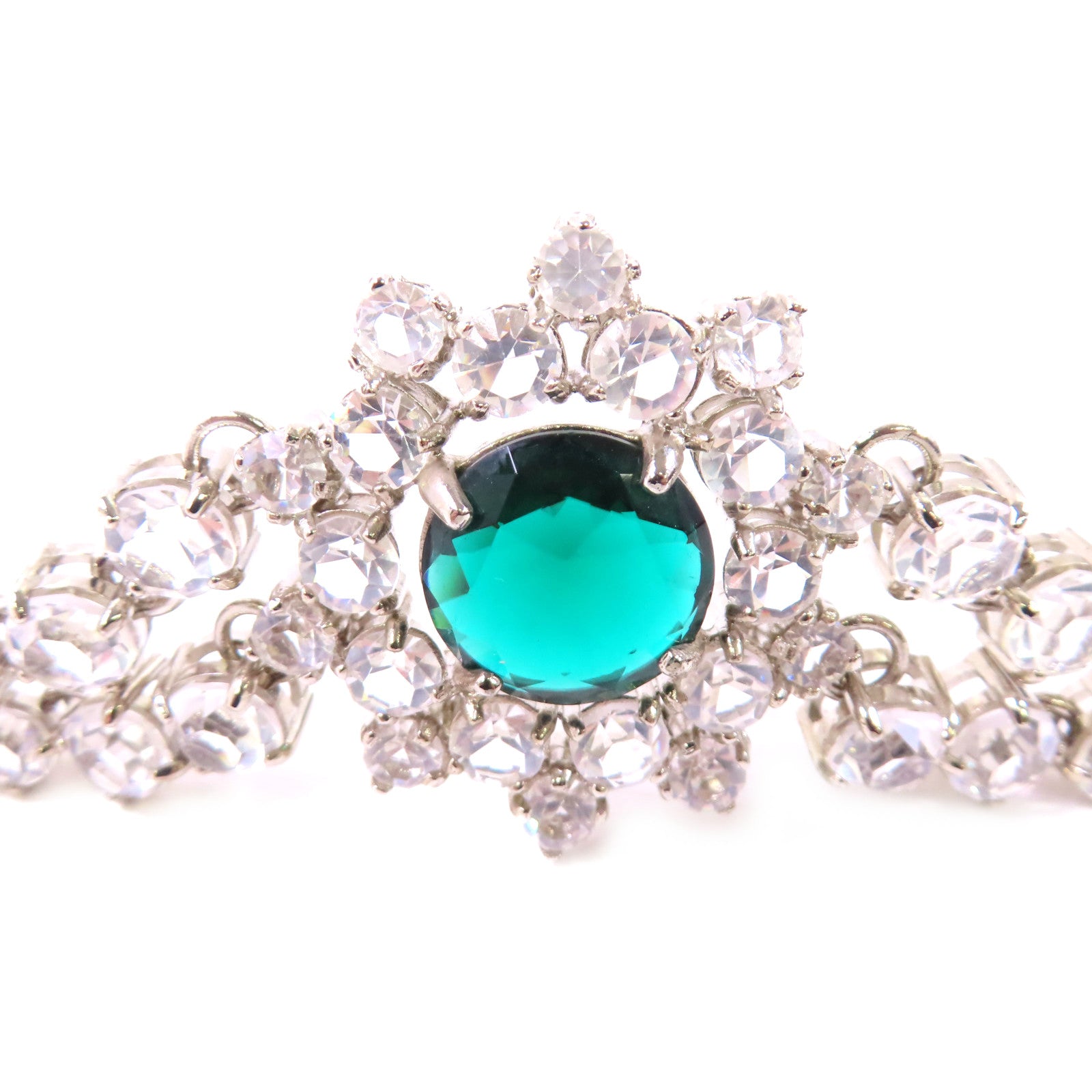 PRADA 金屬/水晶玻璃Bracelet銀扣手鏈綠色