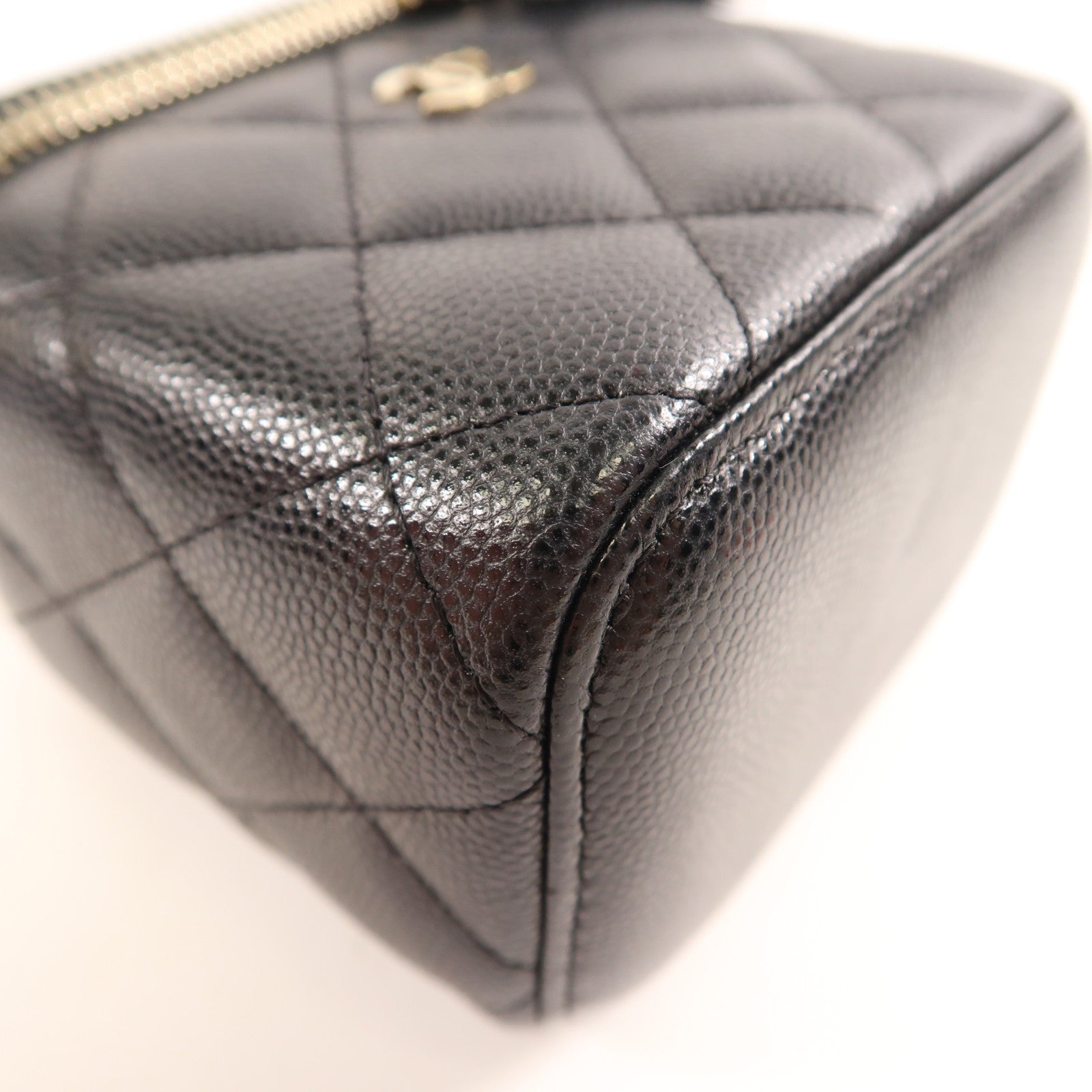 CHANEL CC GHW Mini Vanity Chain Shoulder Bag Calfskin Leather Black