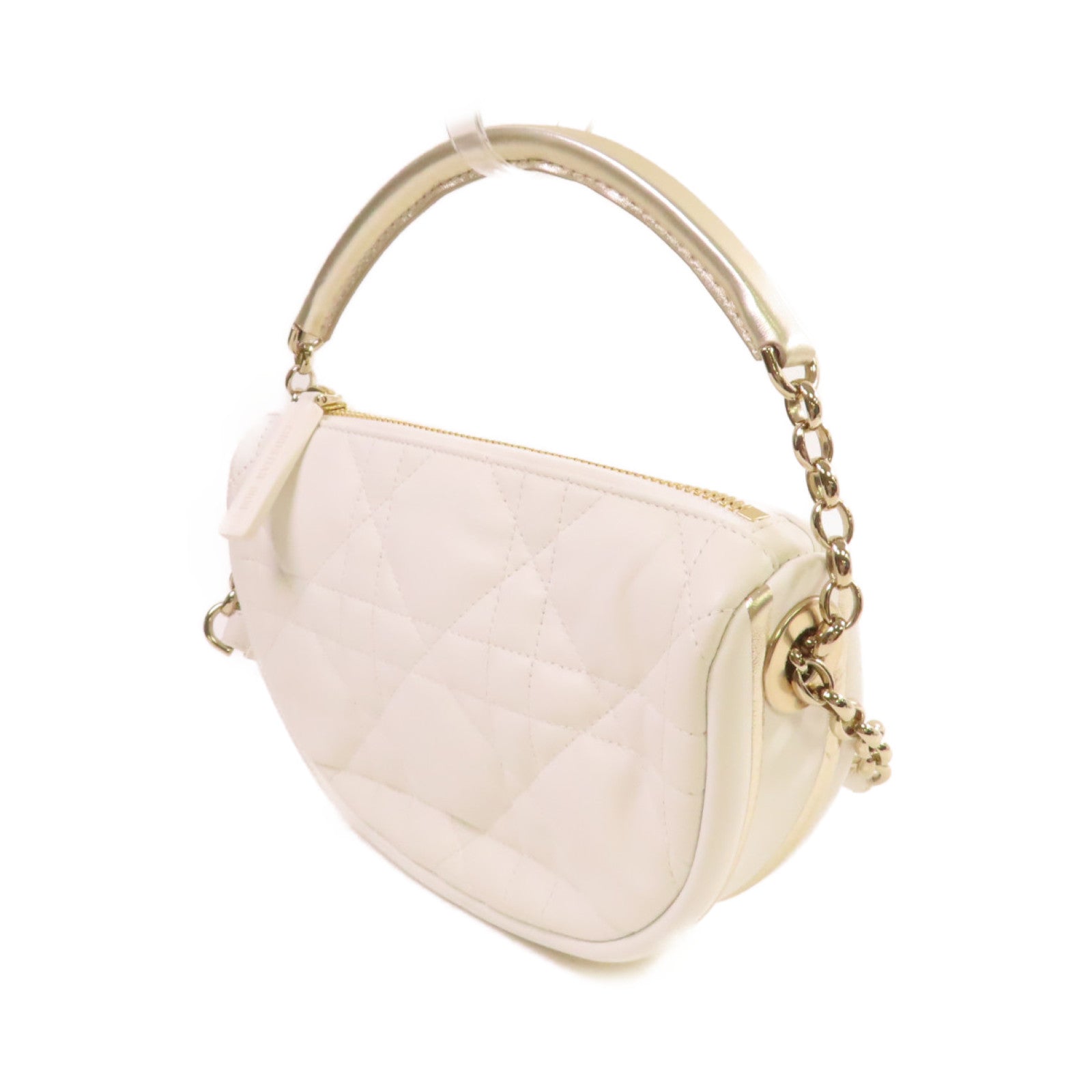 Dior 牛皮皮革Vibe Hobo 2Way Shoulder Bag金扣手挽肩背兩用袋白色