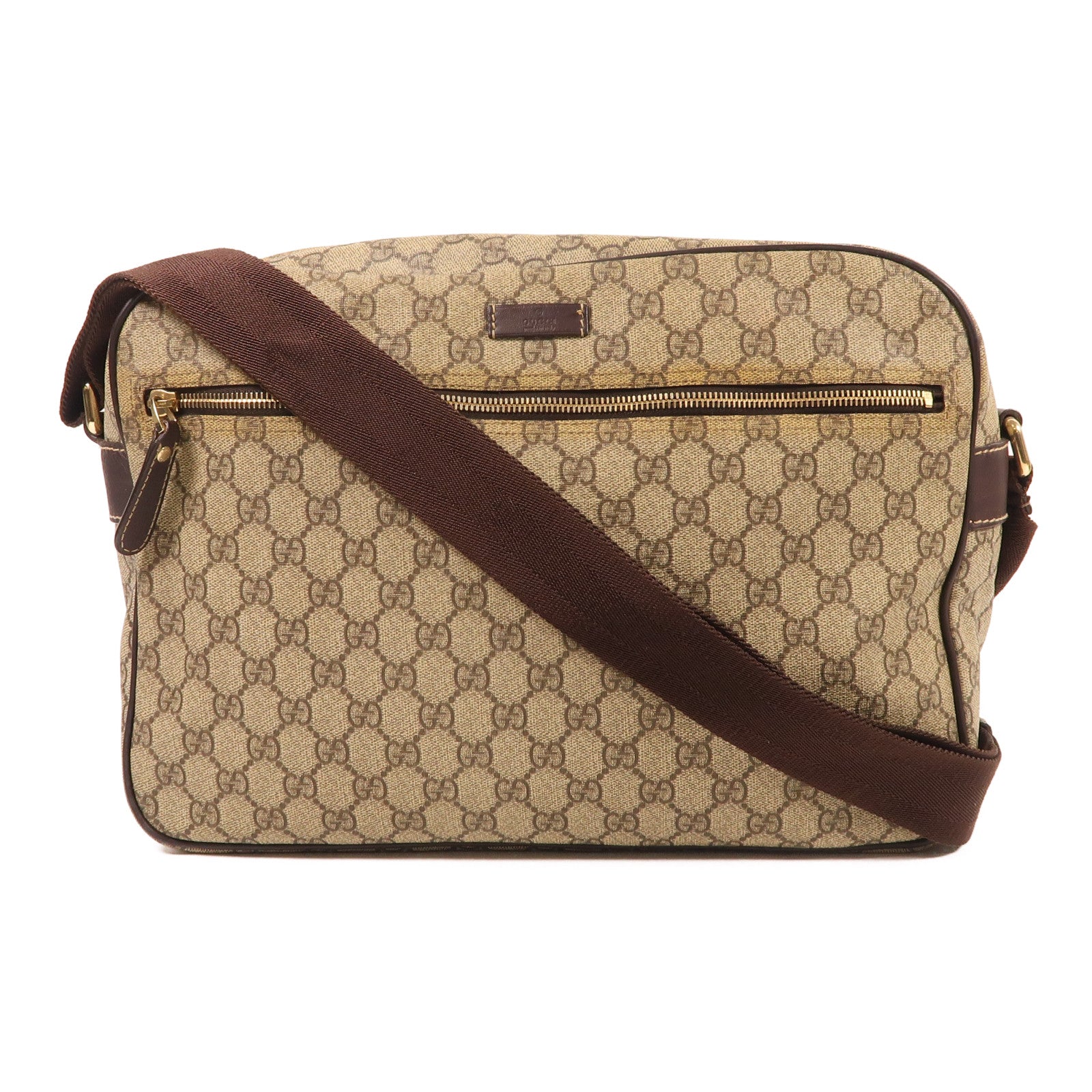 GUCCI 塗層帆布Shoulder Bag金扣肩背袋啡色