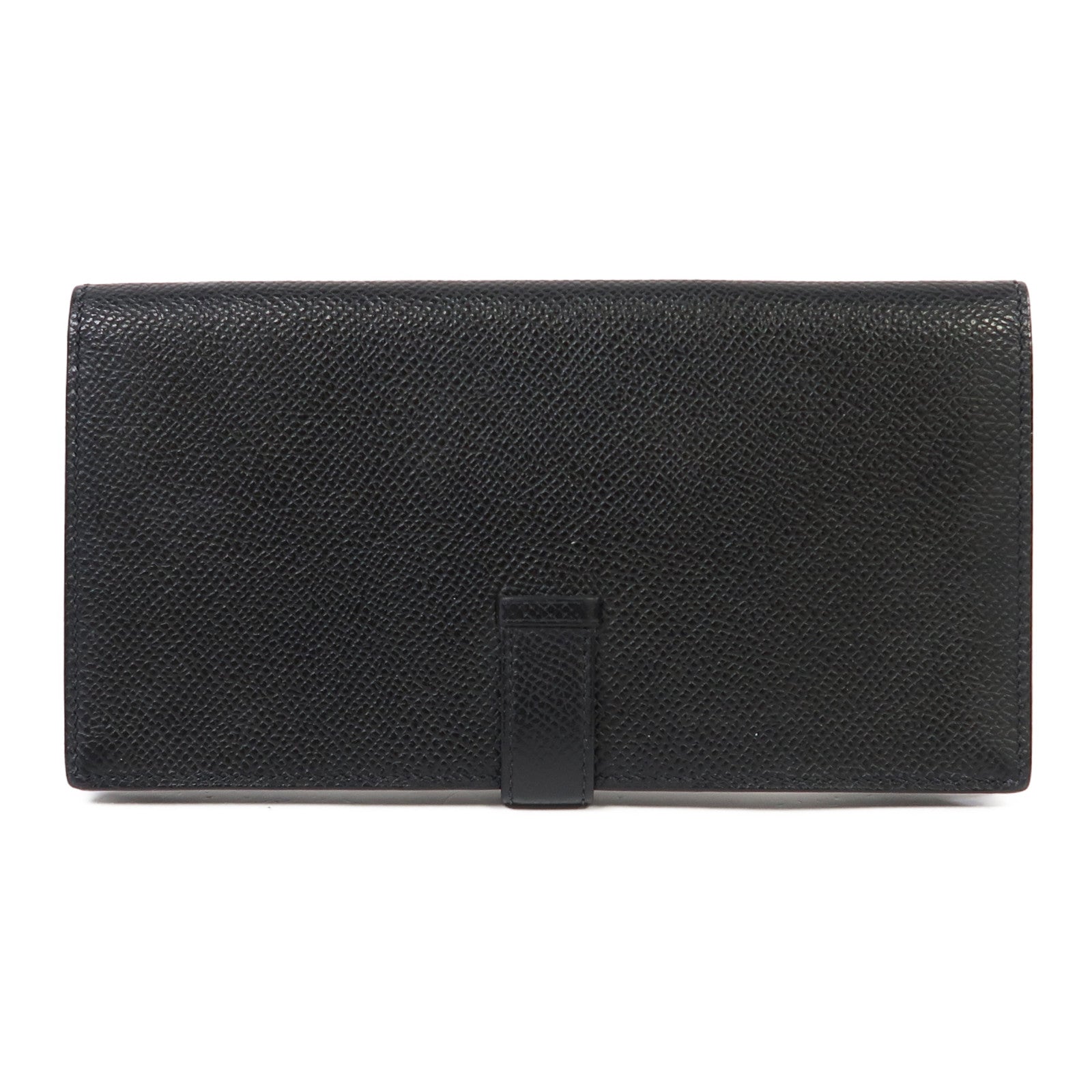 HERMES Epsom皮革Bearn Wallet銀扣長錢包黑色